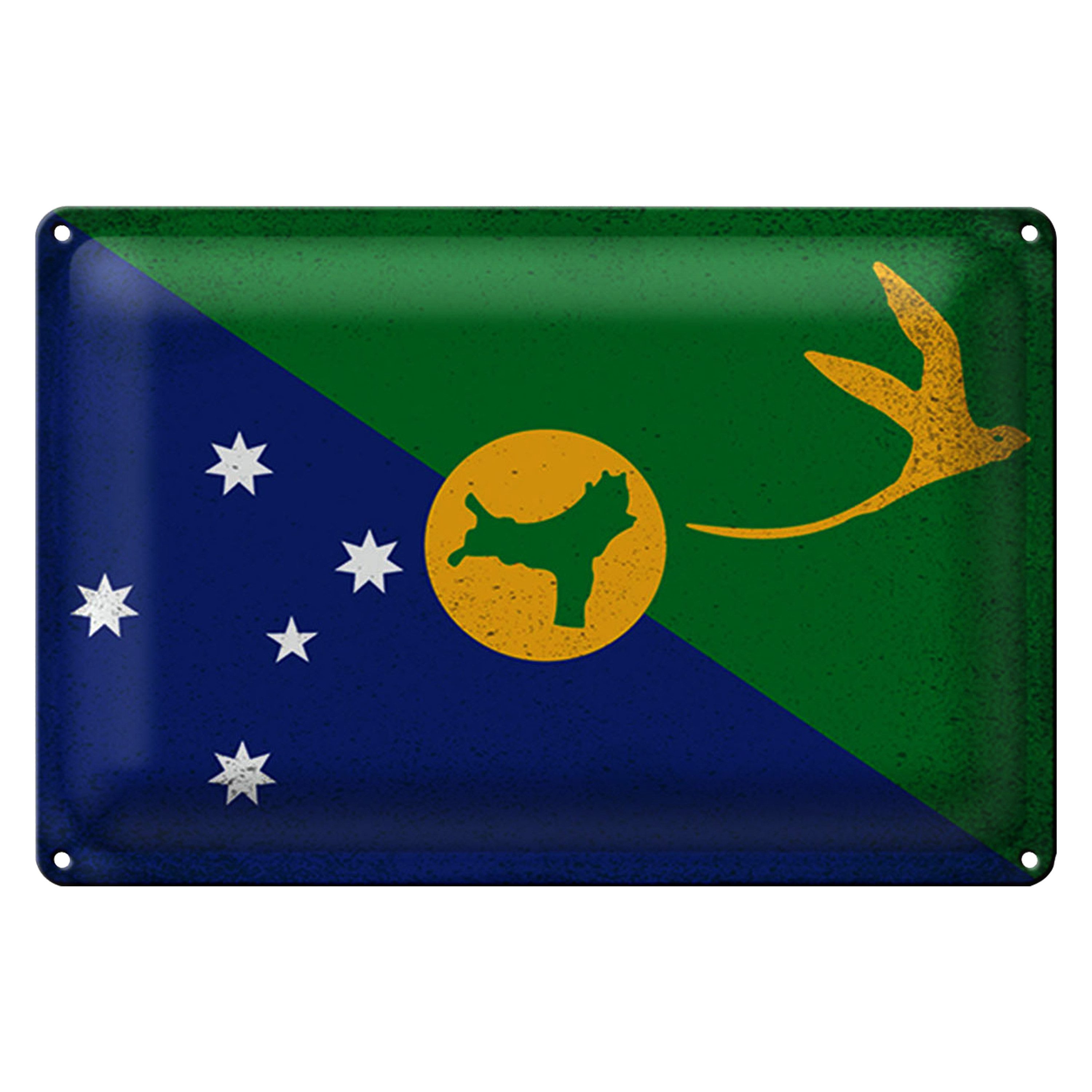 Metallschild Flagge Weihnachtsinsel 18x12cm Flag Vintage