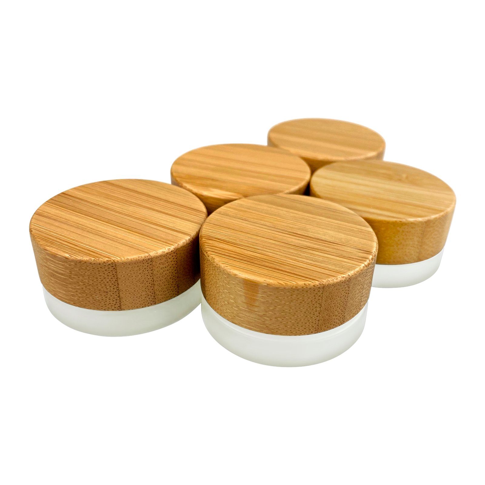 Wachsmann Bienenprodukte Aufbewahrungsdose Hochwertige Glastiegel für DIY Kosmetik, Mit Bambus Deckel & Geschenkverpackung