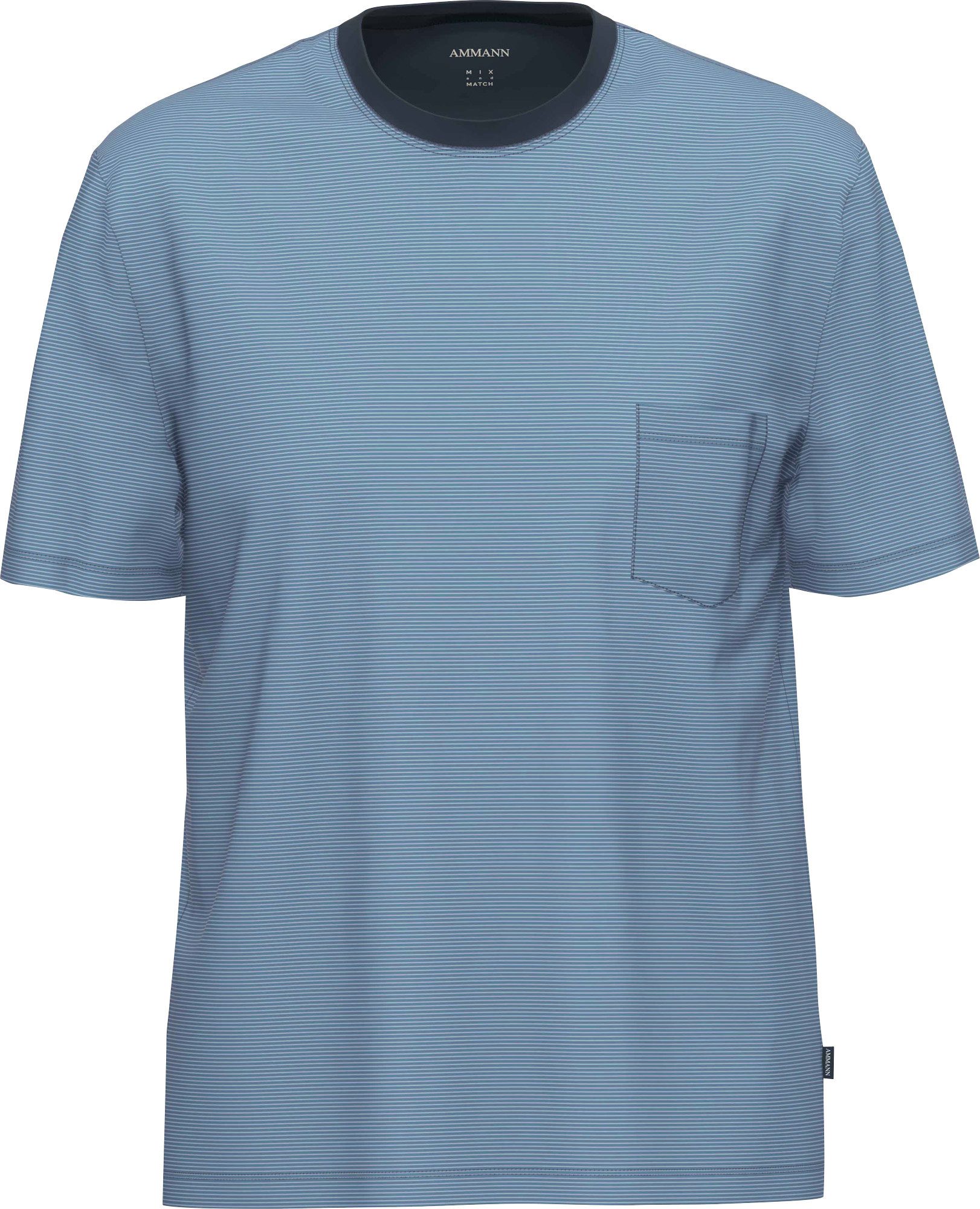 Ammann Pyjamaoberteil Bio Herren-T-Shirt Single-Jersey Streifen: feiner gestrickter Ringel