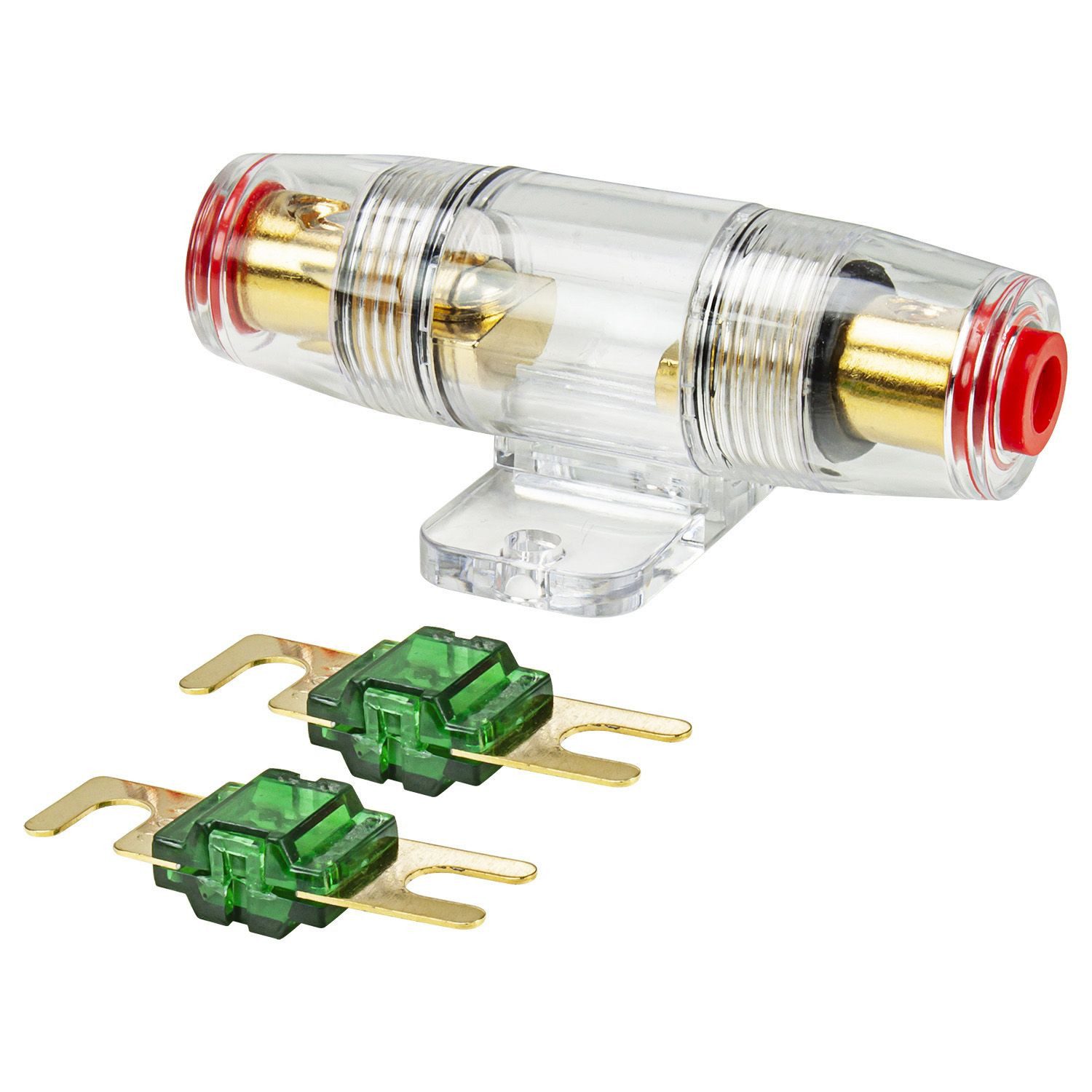 tomzz Audio Kfz-Sicherungshalter Mini ANL Sicherungshalter transparent für Kabel bis 25qmm + 2 x 30A Si