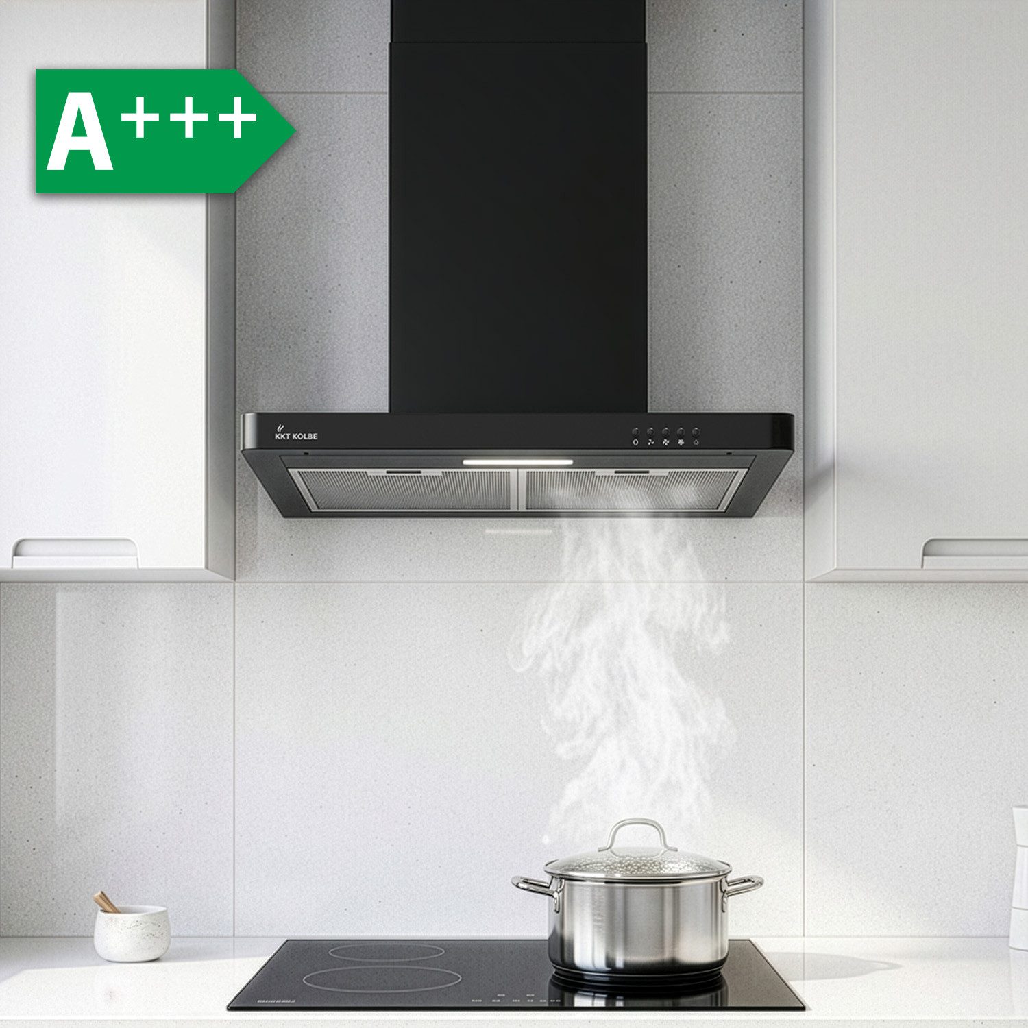KKT KOLBE Wandhaube Dunstabzugshaube 60cm DELTA350S Dunstabzugshaube 60cm DELTA350S, 60cm / Schwarz / Wandhaube / Abzugshaube / Druckknopf / 3 Stufen / LED