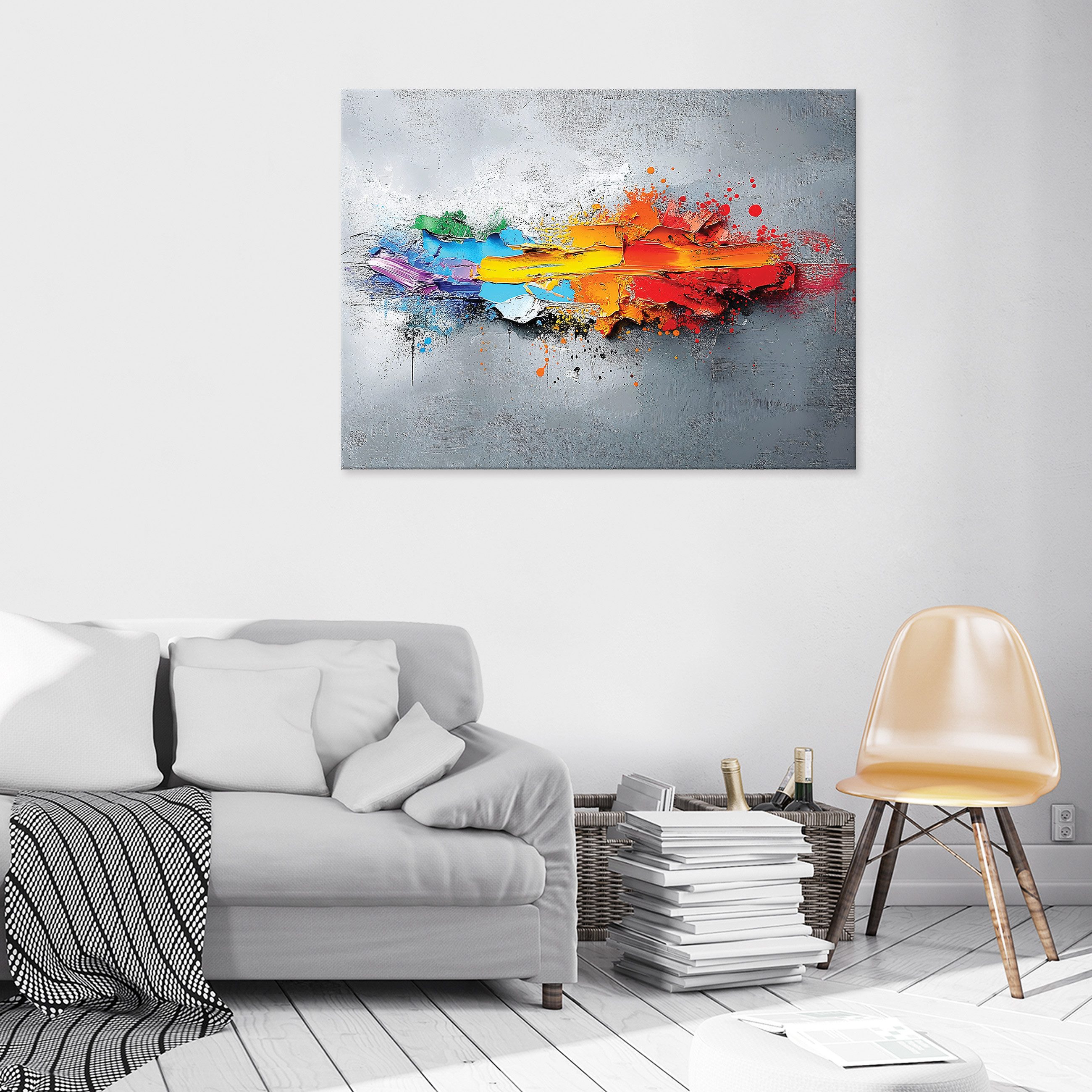 Wallarena Leinwandbild Abstrakt Grau Bunt Kunst Modern Wandbilder Wand Deko günstig online kaufen