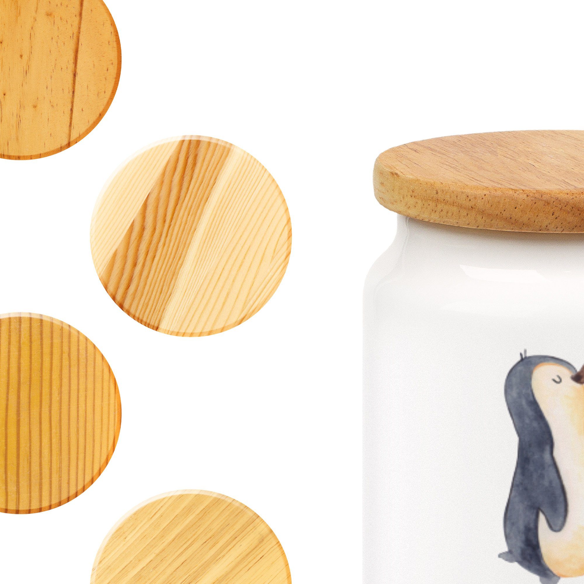 marschierend Vorratsdose - Keramik, Keksdose, Mr. Pinguin Mrs. Aufbew, Vorratsdose, - Geschenk, (1-tlg) Panda Weiß &