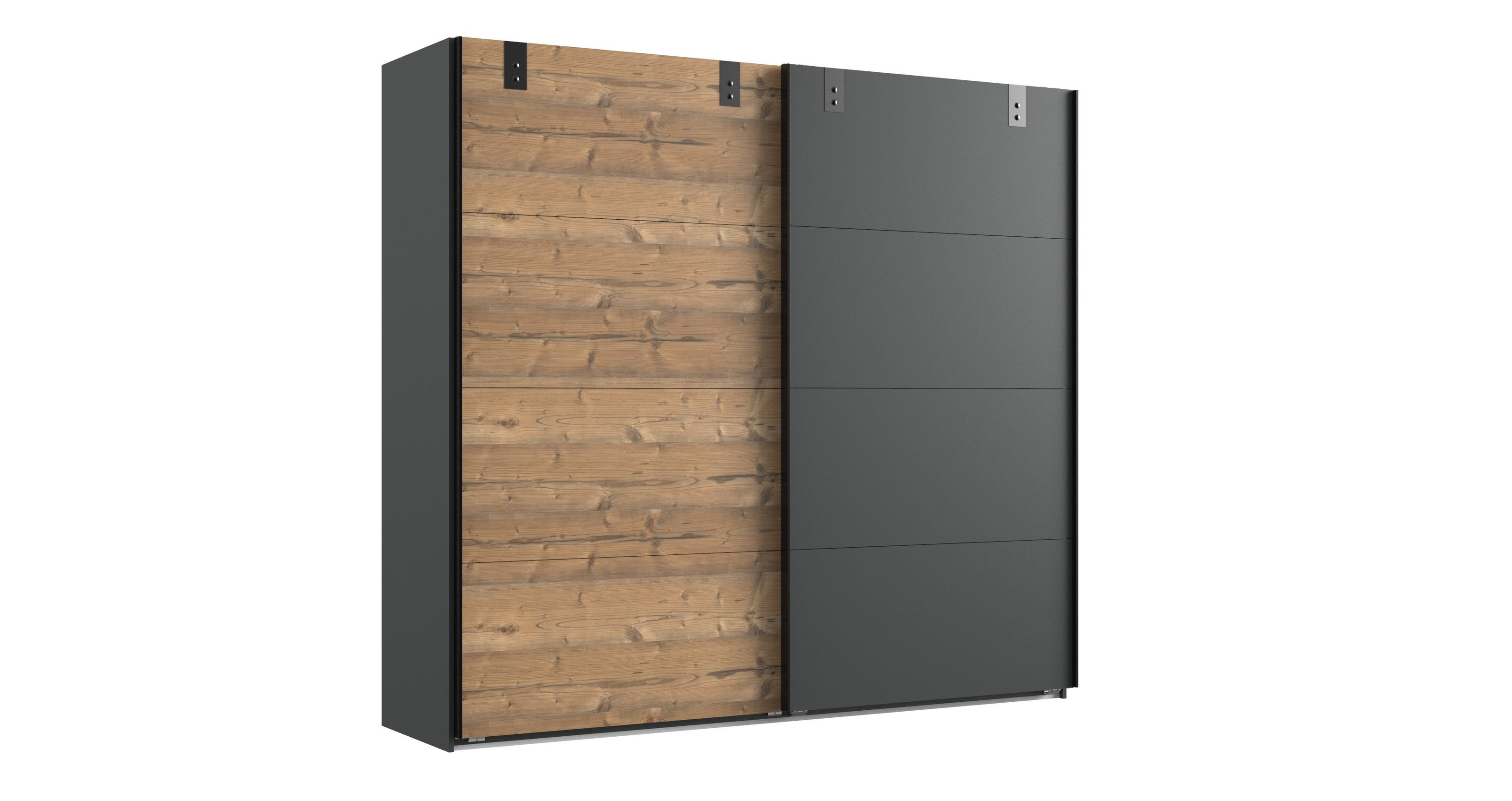 freiraum Kleiderschrank Malmö (B/H/T: 225x210x65 cm) in Graphit mit Absetzungen in Silver Fir-Nahcbildung