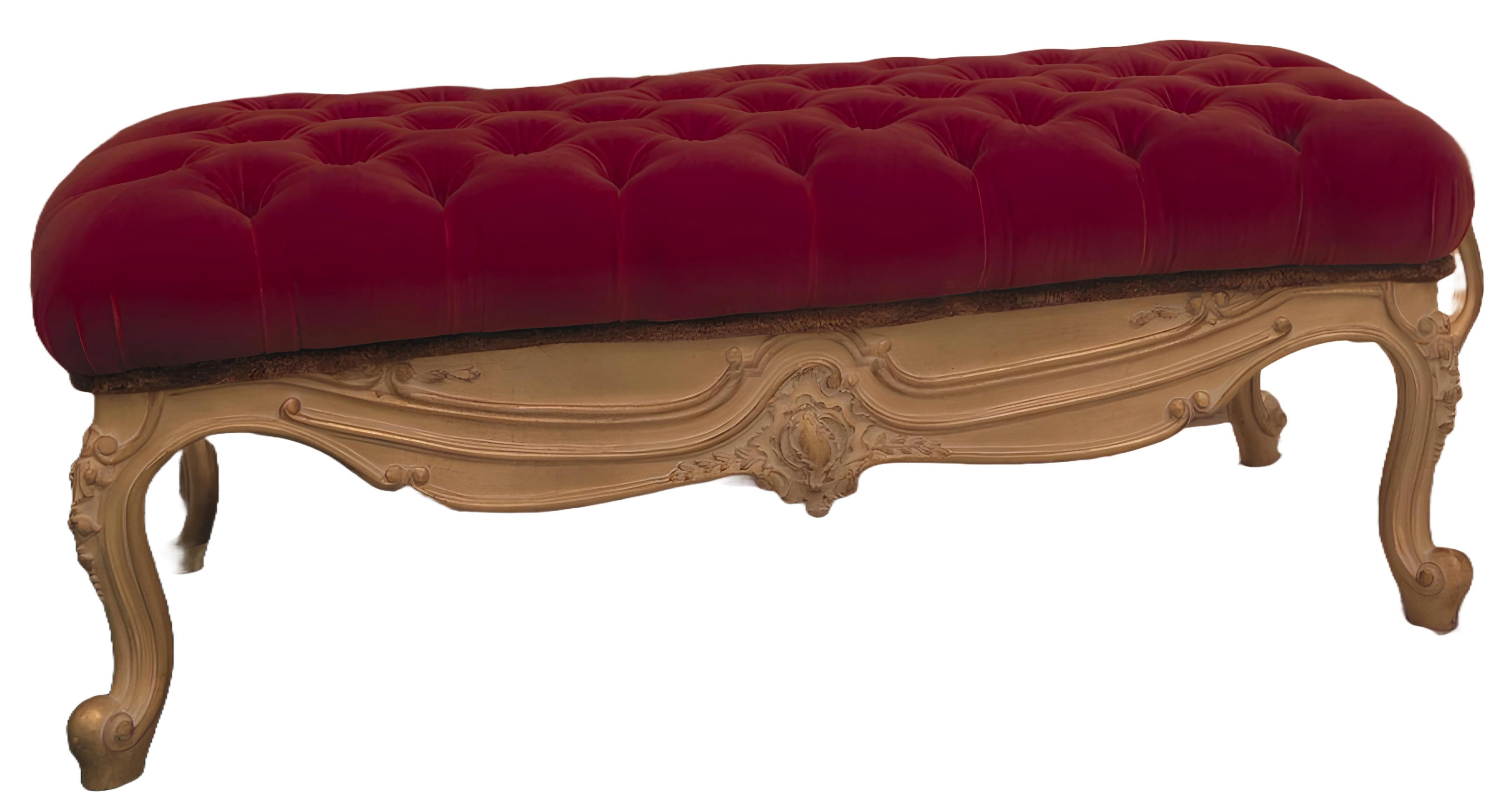 Xlmoebel Polsterbank Eleganter Clubhocker im Chesterfield-Stil mit hochwertiger Polsterung (1-St., Hocker), Hergestellt in Europa