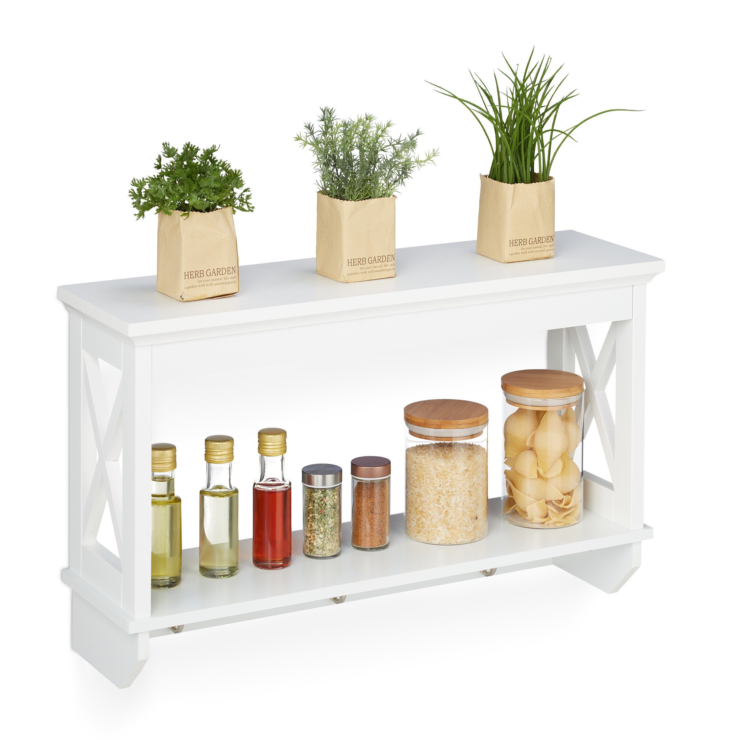 relaxdays Wandregal mit 3 Hake günstig online kaufen