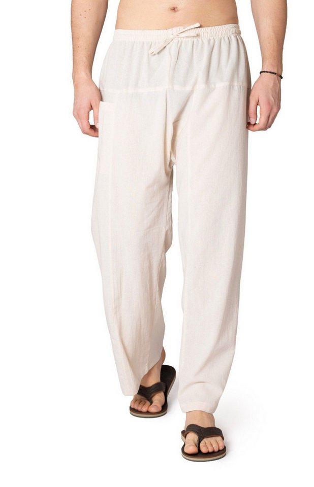 PANASIAM Wellnesshose Weite Baumwollhose mit Gummibund Schlupfhose im Stil einer Fischerhose bequeme Relaxhose als Rehahose, Yogahose oder auch im Homeoffice