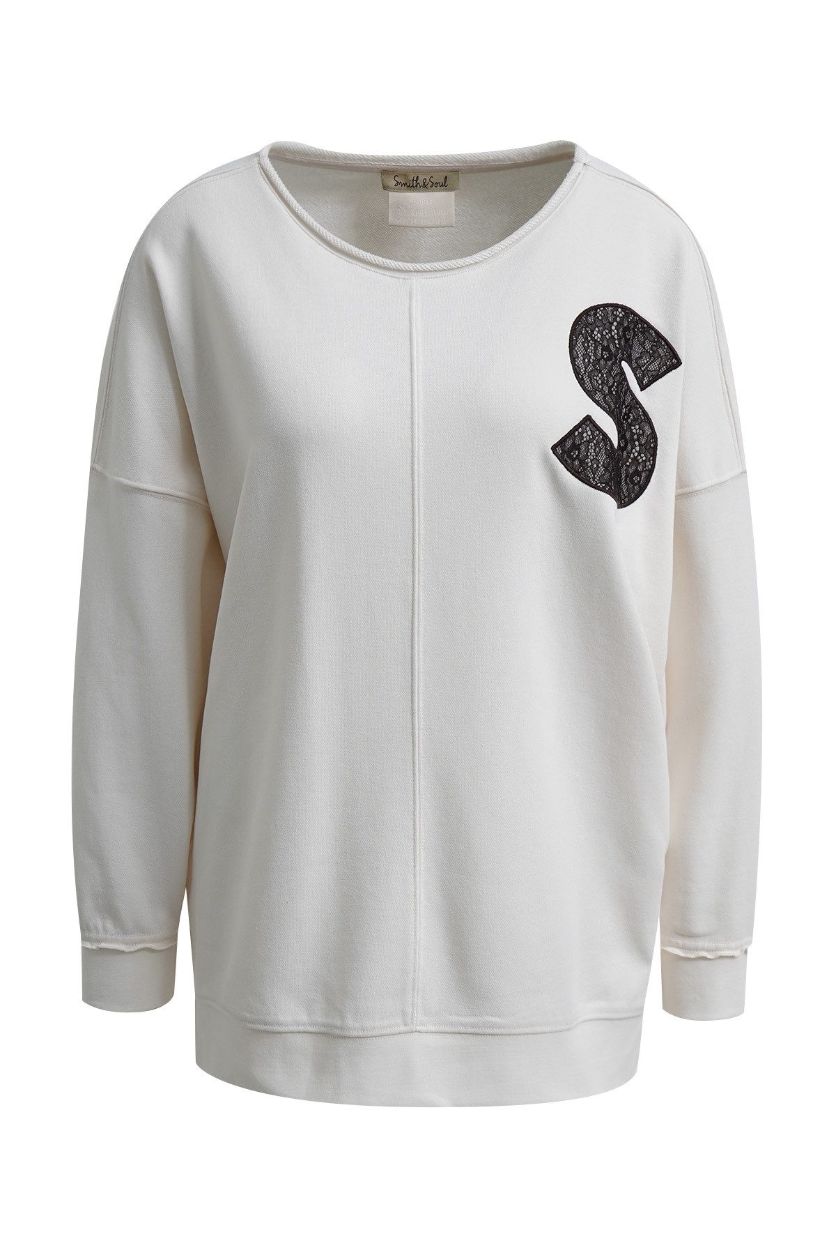 Smith & Soul Longsweatshirt mit kontrastfarbener Spitze, oversize – Bild 4 von 5