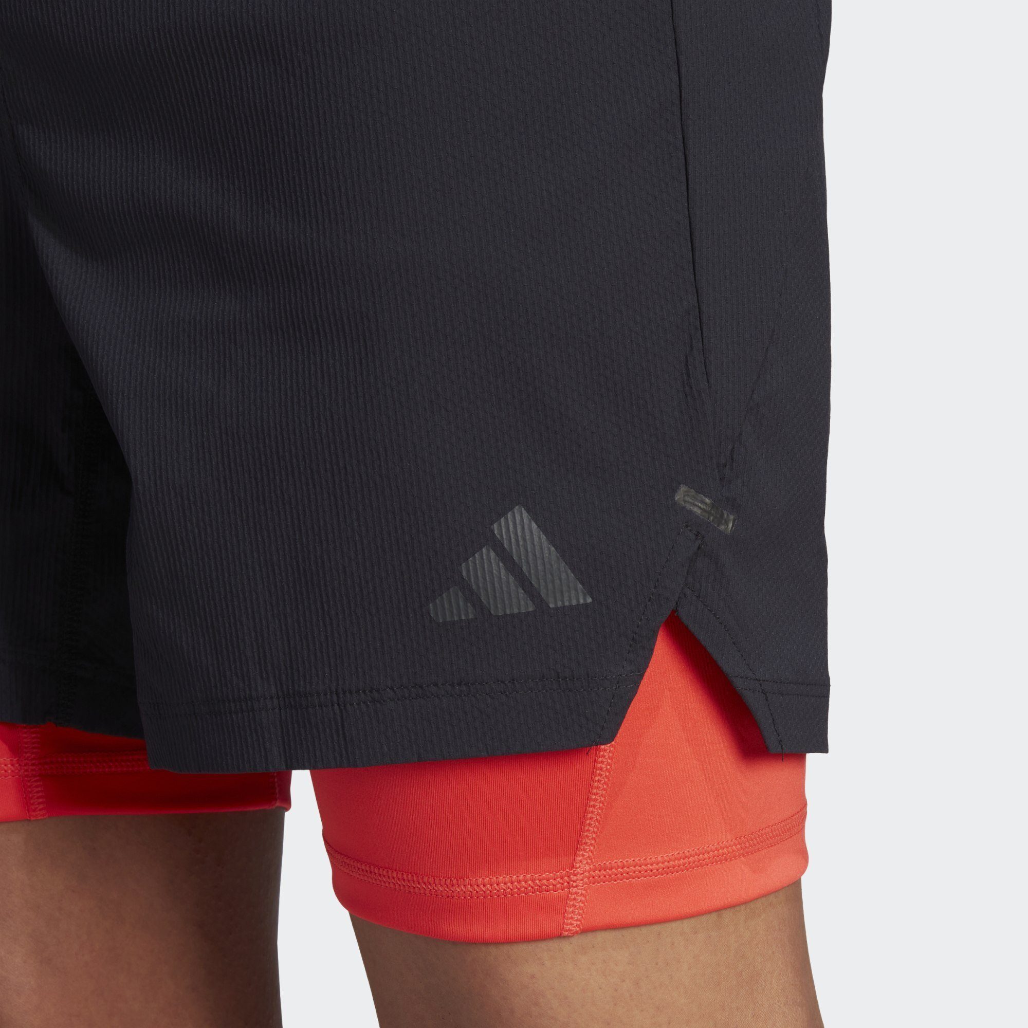 TWO-IN-ONE POWER Performance / Bright Black 2-in-1-Shorts Red adidas SHORTS WORKOUT Black /