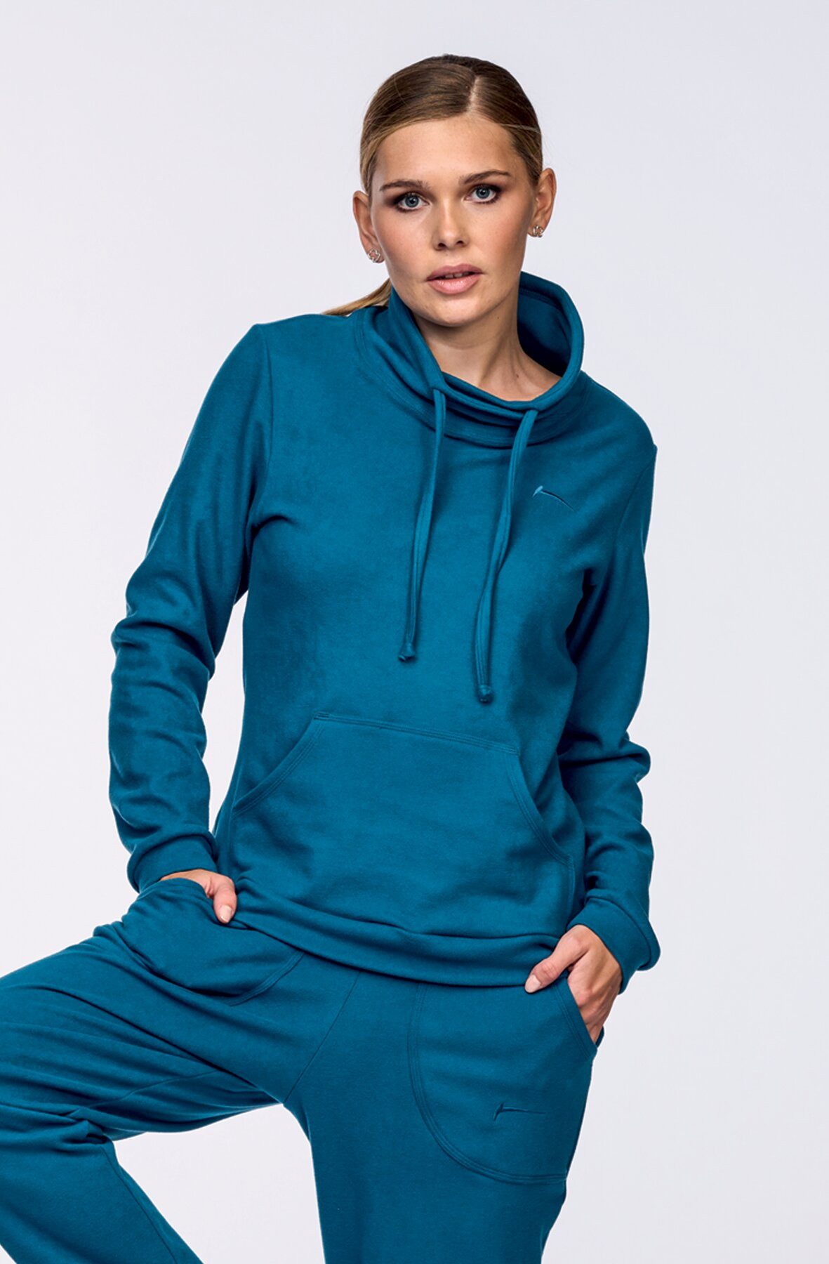 Draps Trainingskapuzenpullover Kapuzensweat Fleece petrol