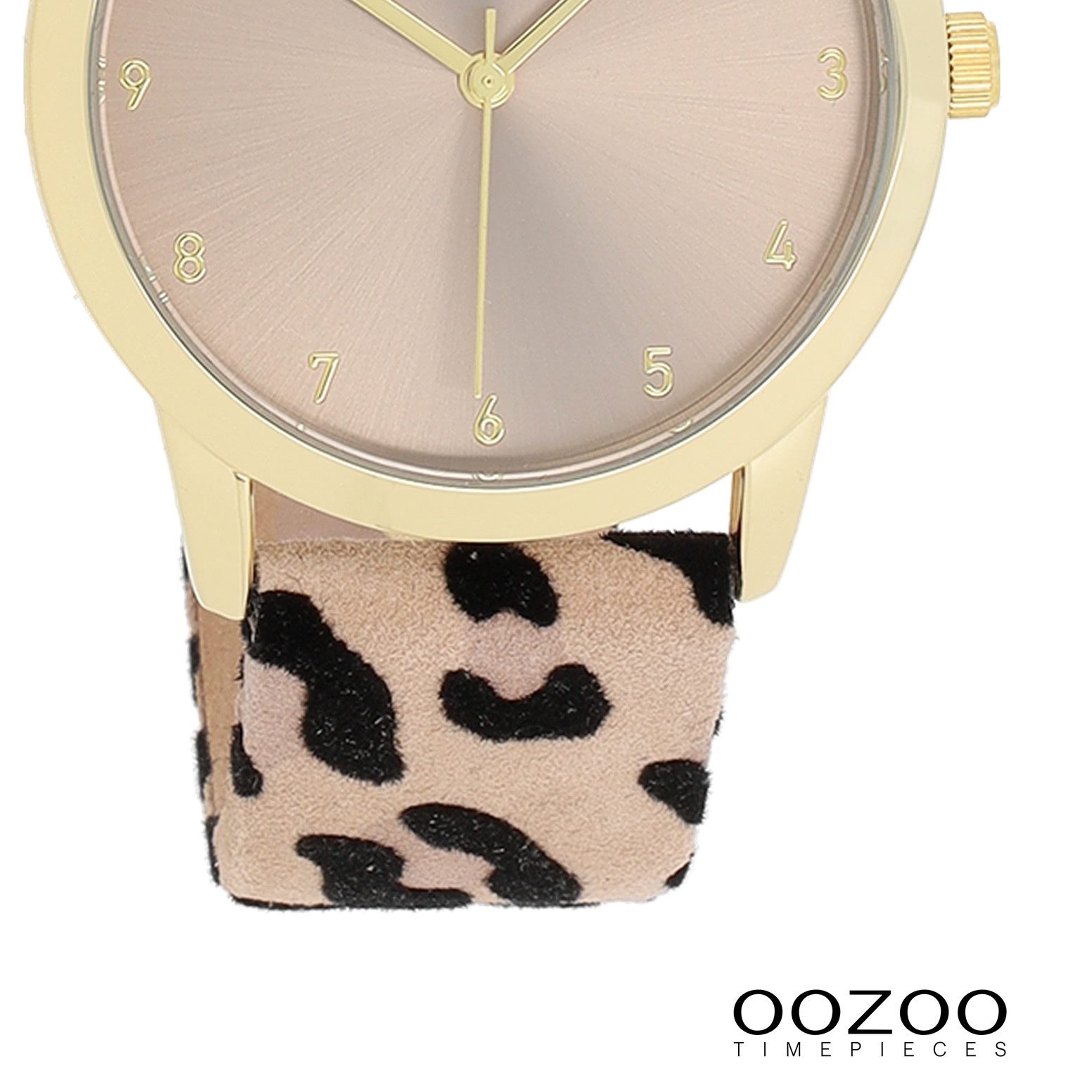 OOZOO Quarzuhr Oozoo Damen Armbanduhr beige schwarz, (Analoguhr), Damenuhr rund, mittel (ca. 38mm) Lederarmband, Casual-Style