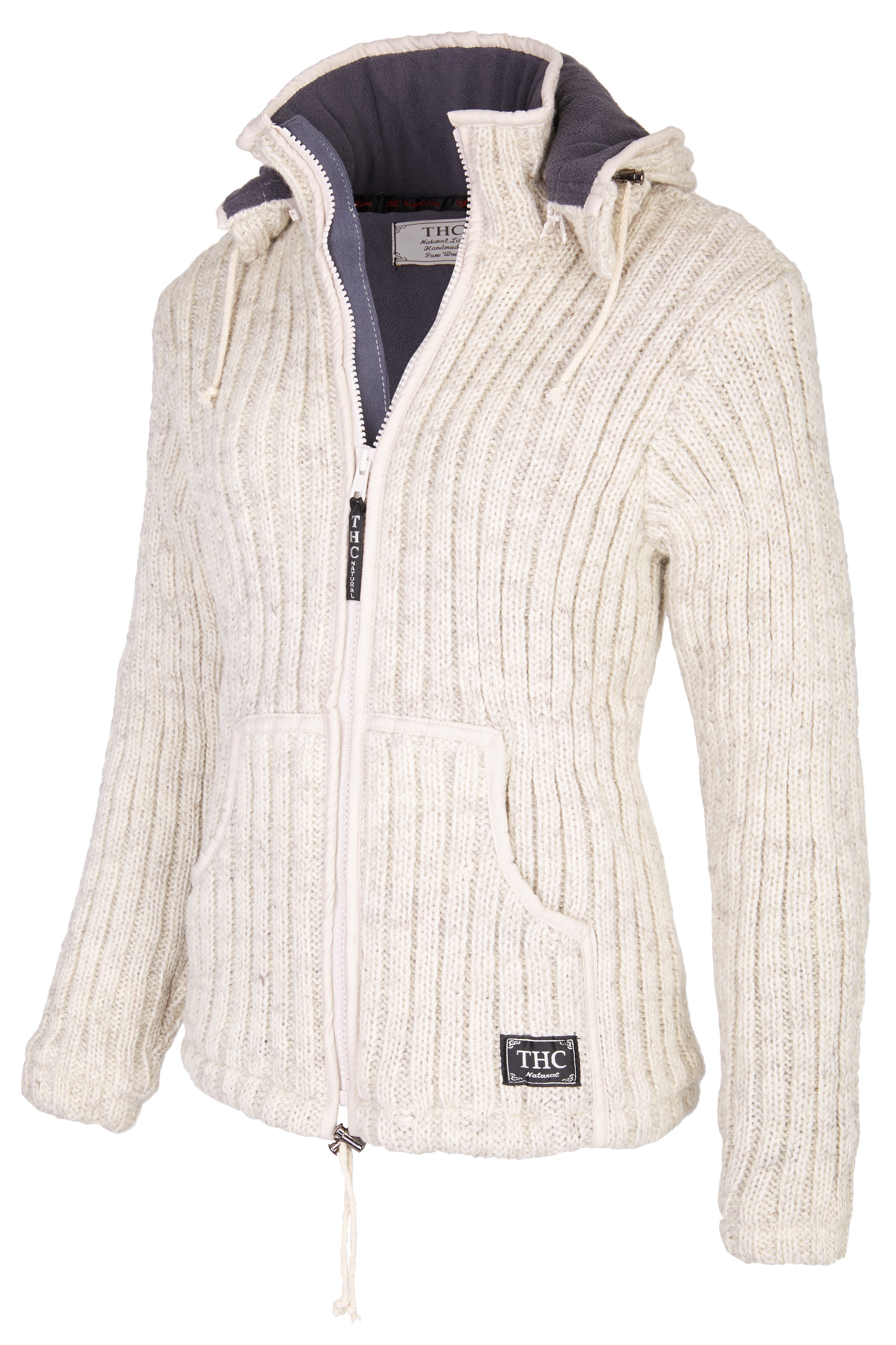 THC Natural Line Strickjacke Schafwollstrickjacke gerippt weiß 713 (1 Stück günstig online kaufen