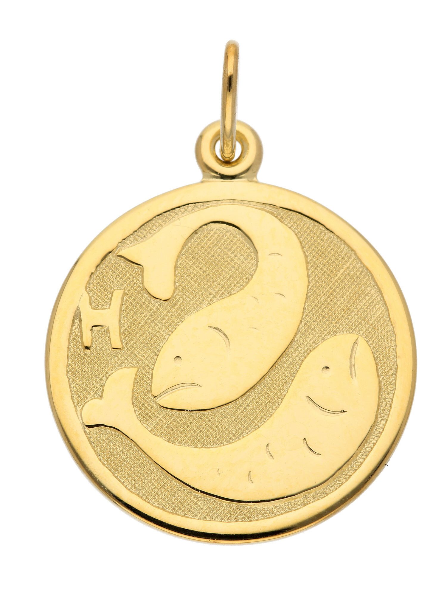 Kettenanhänger 333 Gold Sternzeichen Anhänger Fisch Ø 16 mm
