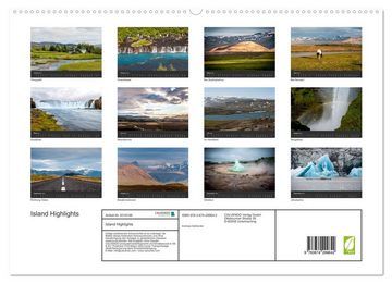 CALVENDO Wandkalender Island Highlights (Premium, hochwertiger DIN A2 Wandkalender 2023, Kunstdruck in Hochglanz)