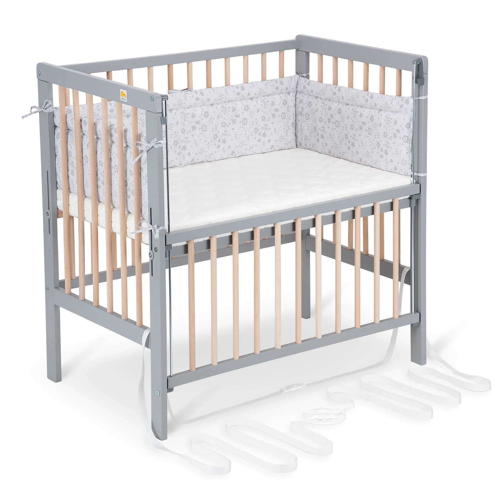 FabiMax Beistellbett Flex grau / natur, günstig online kaufen