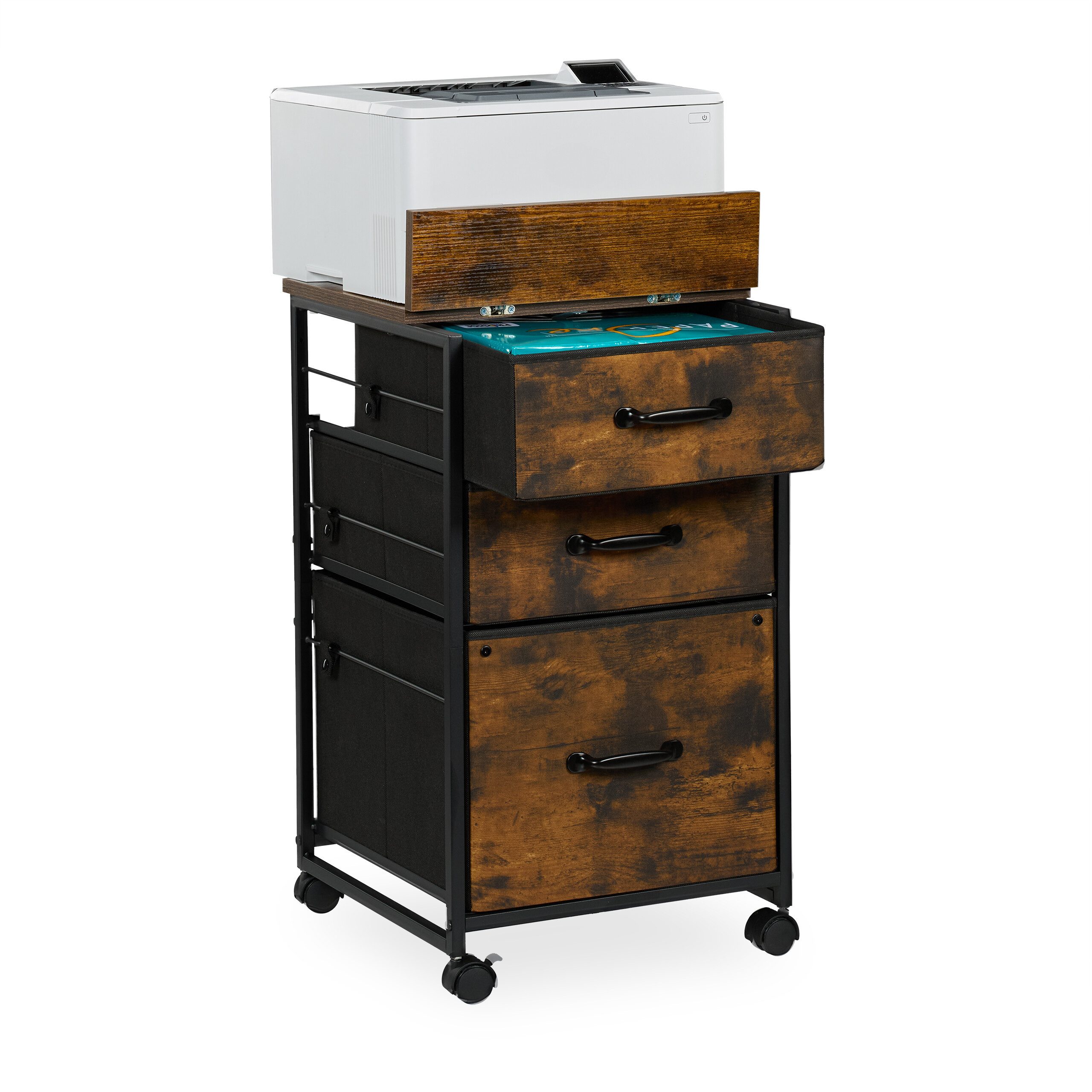 relaxdays Rollcontainer Industrial Rollcontainer 3 Schubladen günstig online kaufen