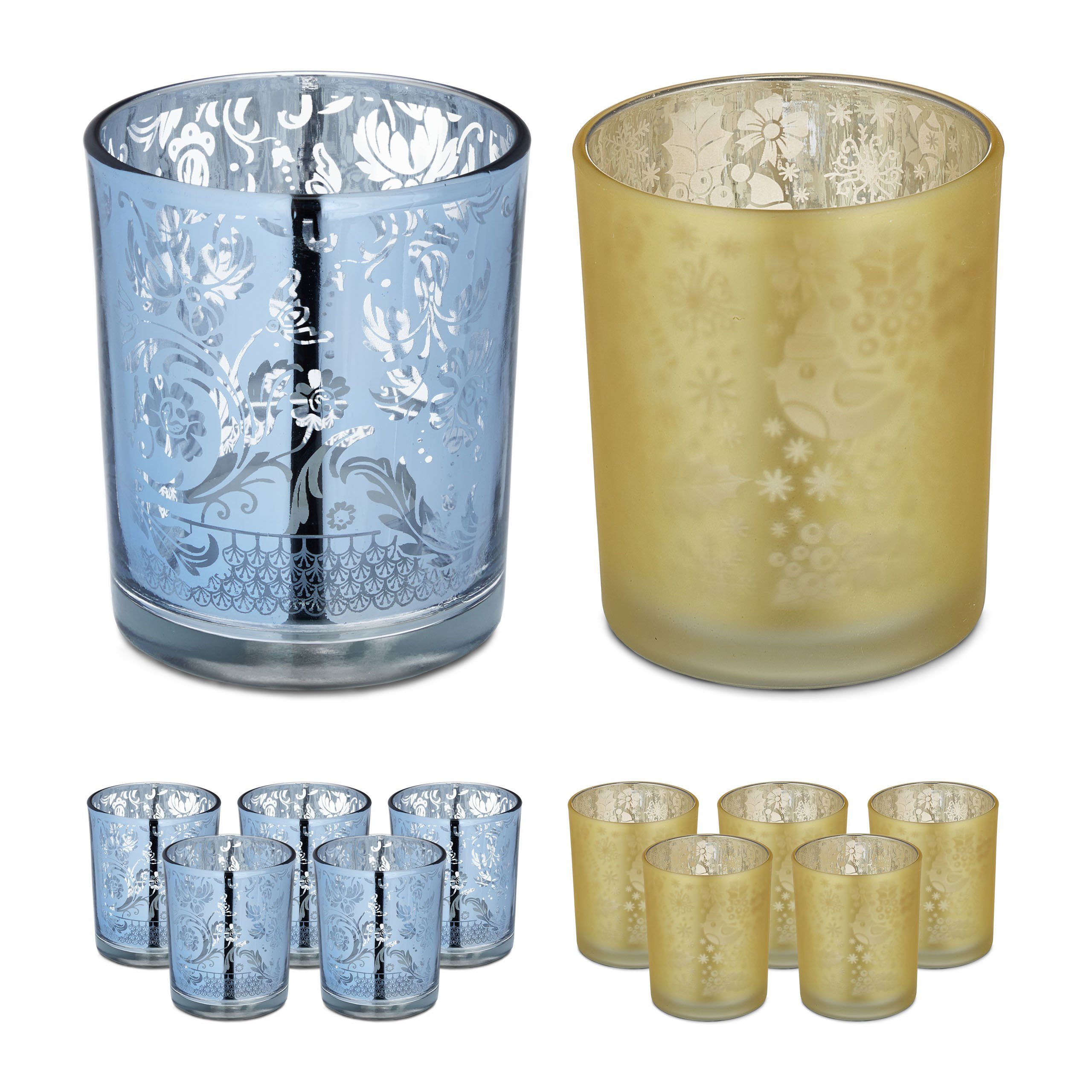 relaxdays Настольные лампы Teelichtgläser gold silber im 12er Set