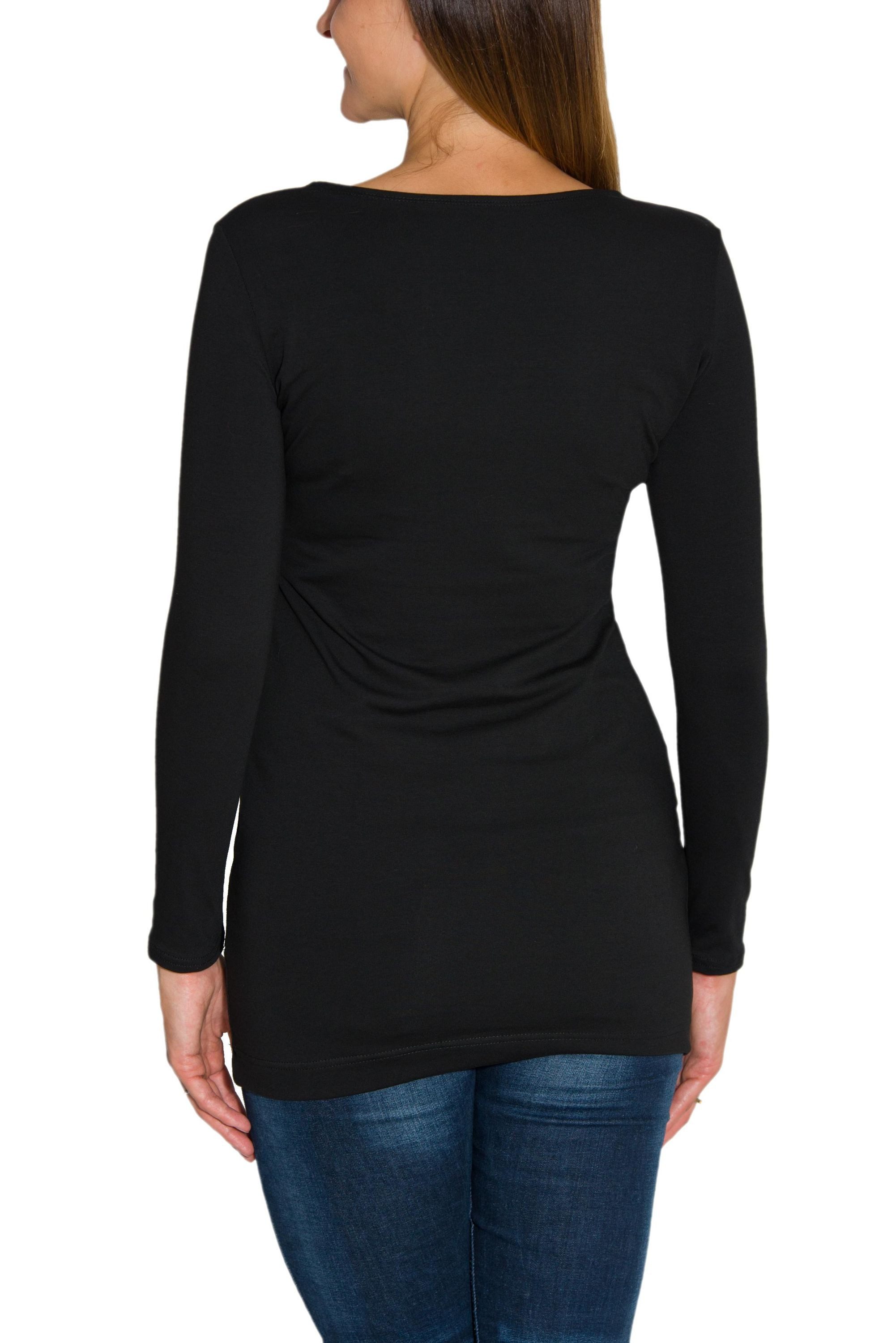 Alkato Langarmshirt Alkato Damen Langarm Longshirt Langarmshirt Tunika Basic Shirt