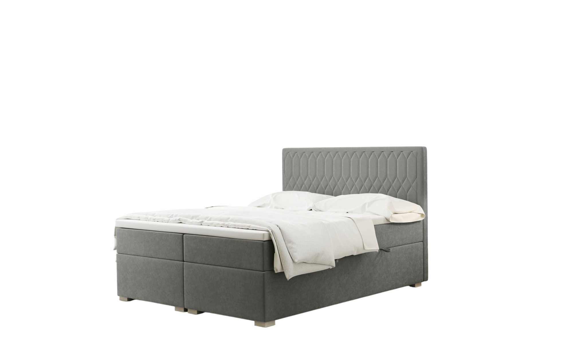 Fun Möbel Boxbett Schlafzimmerbett DUSTY Überlänge (220cm) in Stoff Riviera (Stoff Riviera, inkl. Kaltschaumtopper), inkl. Bettkasten