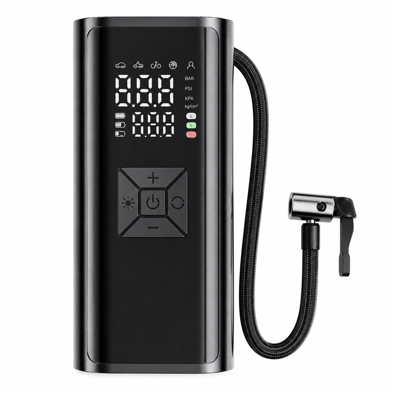 Lisabonde Akku-Luftpumpe Elektrische Luftpumpe 150 PSI Akku-Kompressor Auto Fahrrad Powerbank, Kompressor,Powerbank und Taschenlampe;Doppel-Display