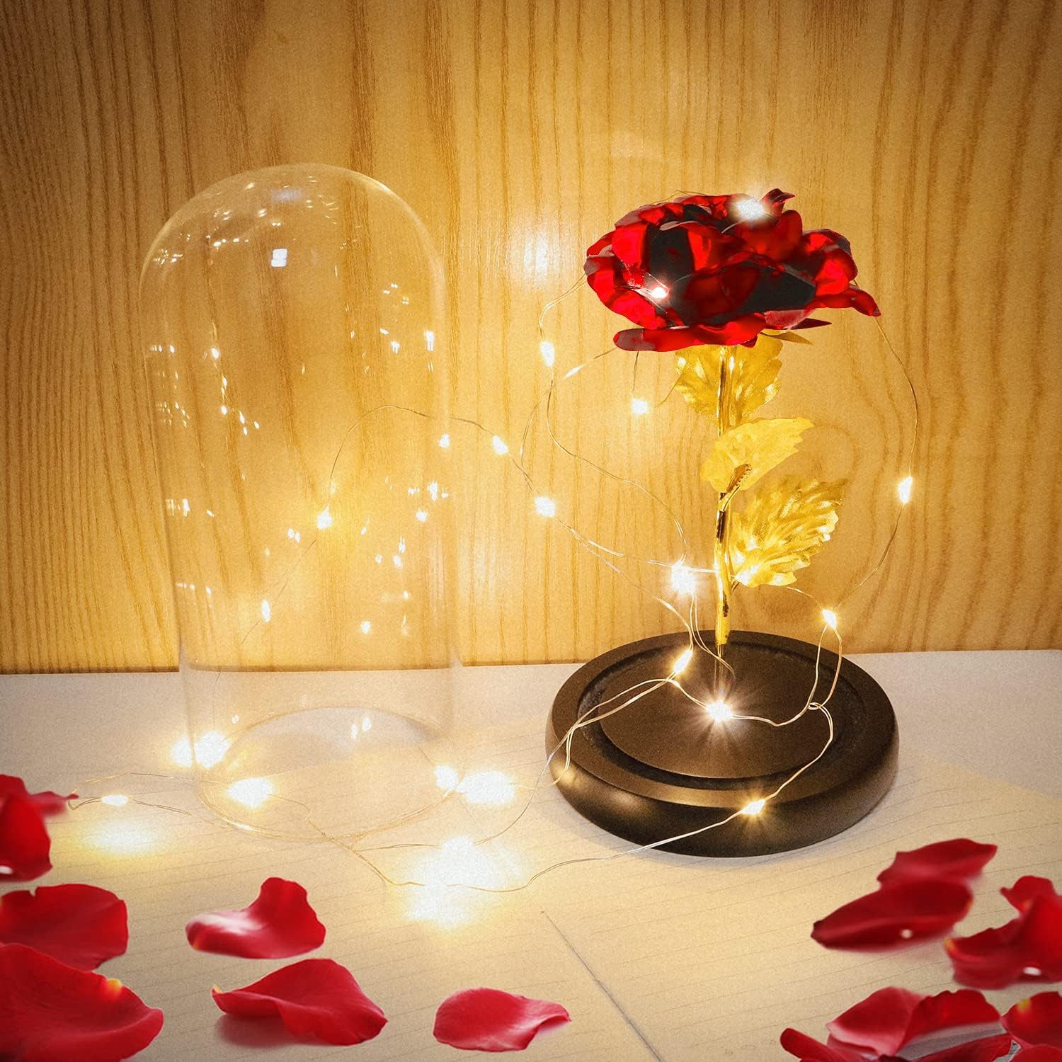 Kunstblume Künstliche Ewige Rose im Glas, günstig online kaufen