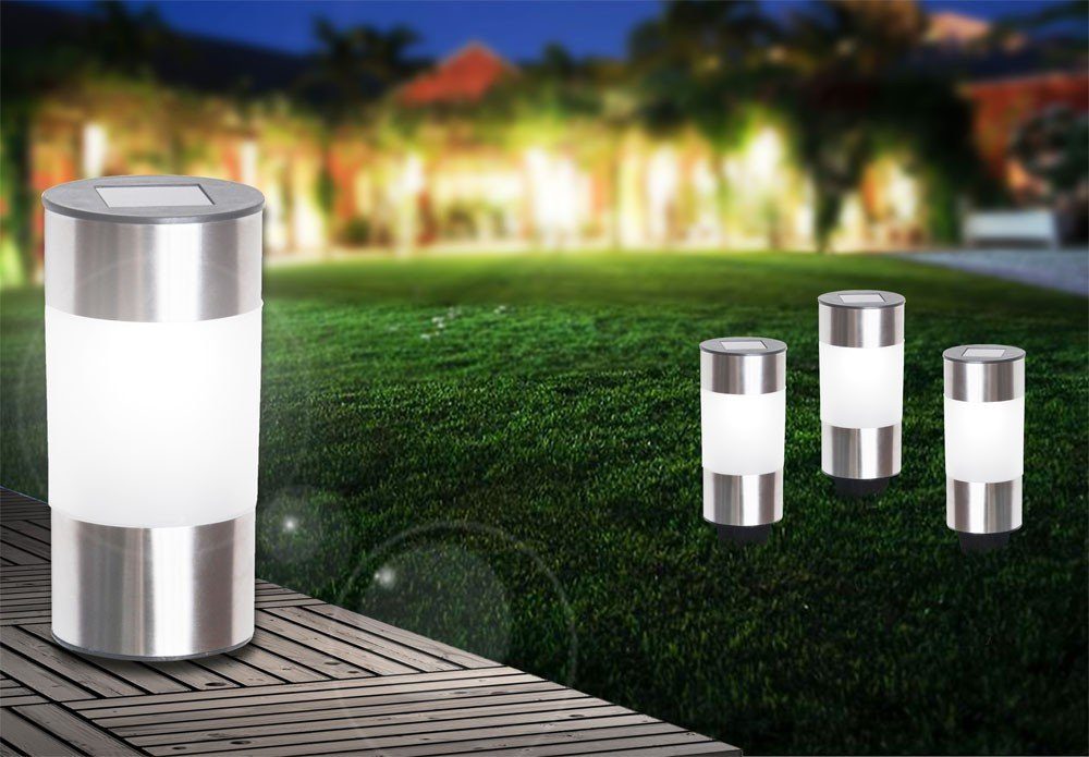 Beleuchtung Terrassen Kugel Solar fest Gartenleuchte, LED Garten 6er LED verbaut, Set etc-shop LED-Leuchtmittel Steck Lampen