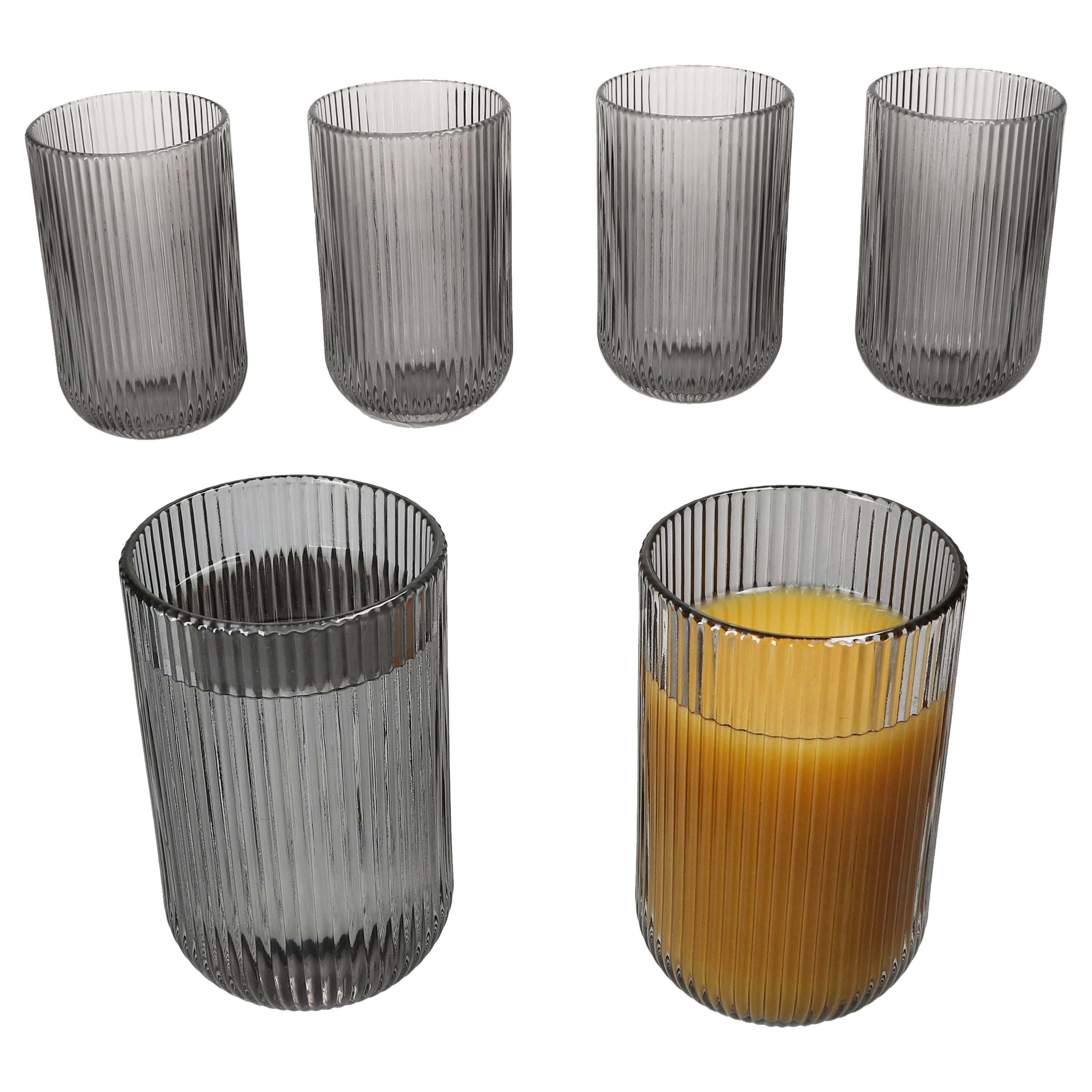 MamboCat Longdrinkglas Agata 6x Longdrinkgläser grau 360ml Glas Relief Cocktails Saft Limo, Glas