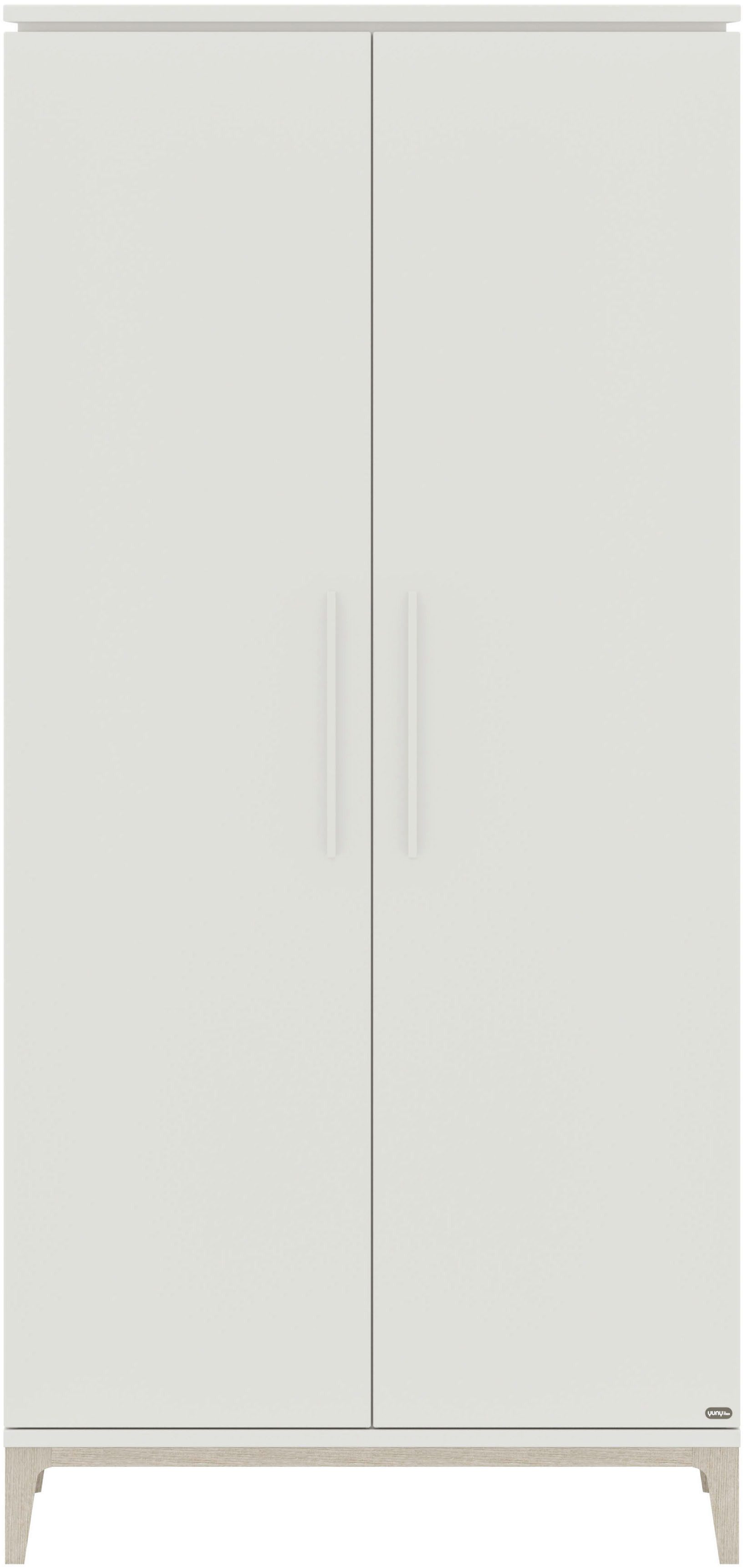 PAIDI Kleiderschrank CUTIE LEA in Weiß, verschiedene Größen, Türen mit Soft-Close-Funktion (B/H/T ca. 95-131/200/52cm, mit 2 oder 3 Türen, Off-White) stabiler Drehtürenschrank aus Holz, mit Kleiderstangen & Einlegeböden