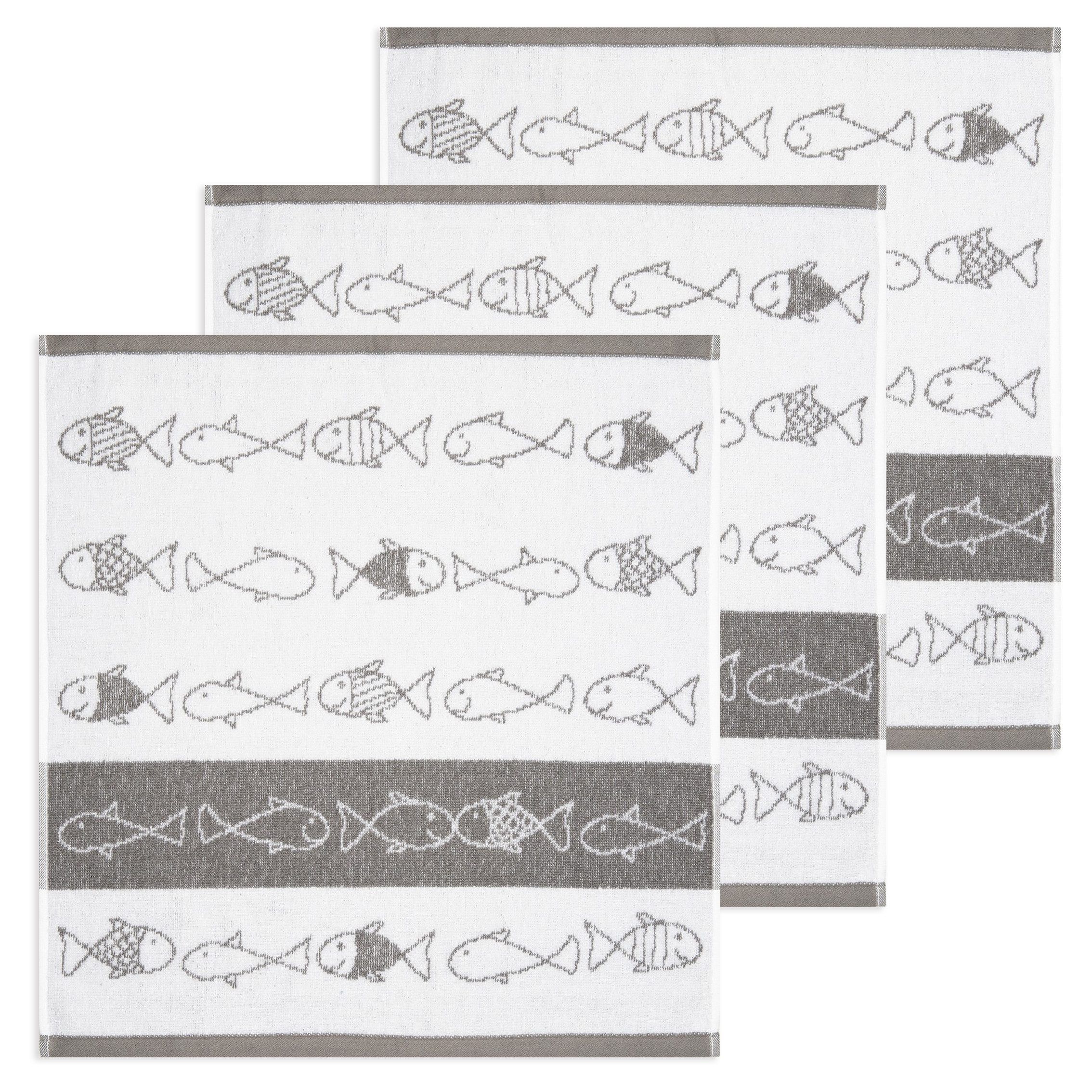 Kracht Geschirrtuch Kiss Fish, (Set, 3-tlg., 3-teilig), 3er Pack Frottee Kü günstig online kaufen