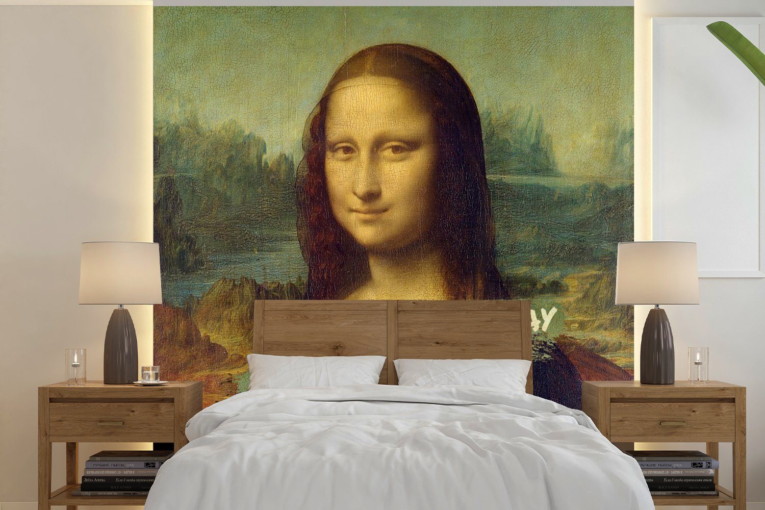 MuchoWow Fototapete Mona Lisa - Zitat - Da Vinci, Matt, bedruckt, (4 St), Vliestapete für Wohnzimmer Schlafzimmer Küche, Fototapete