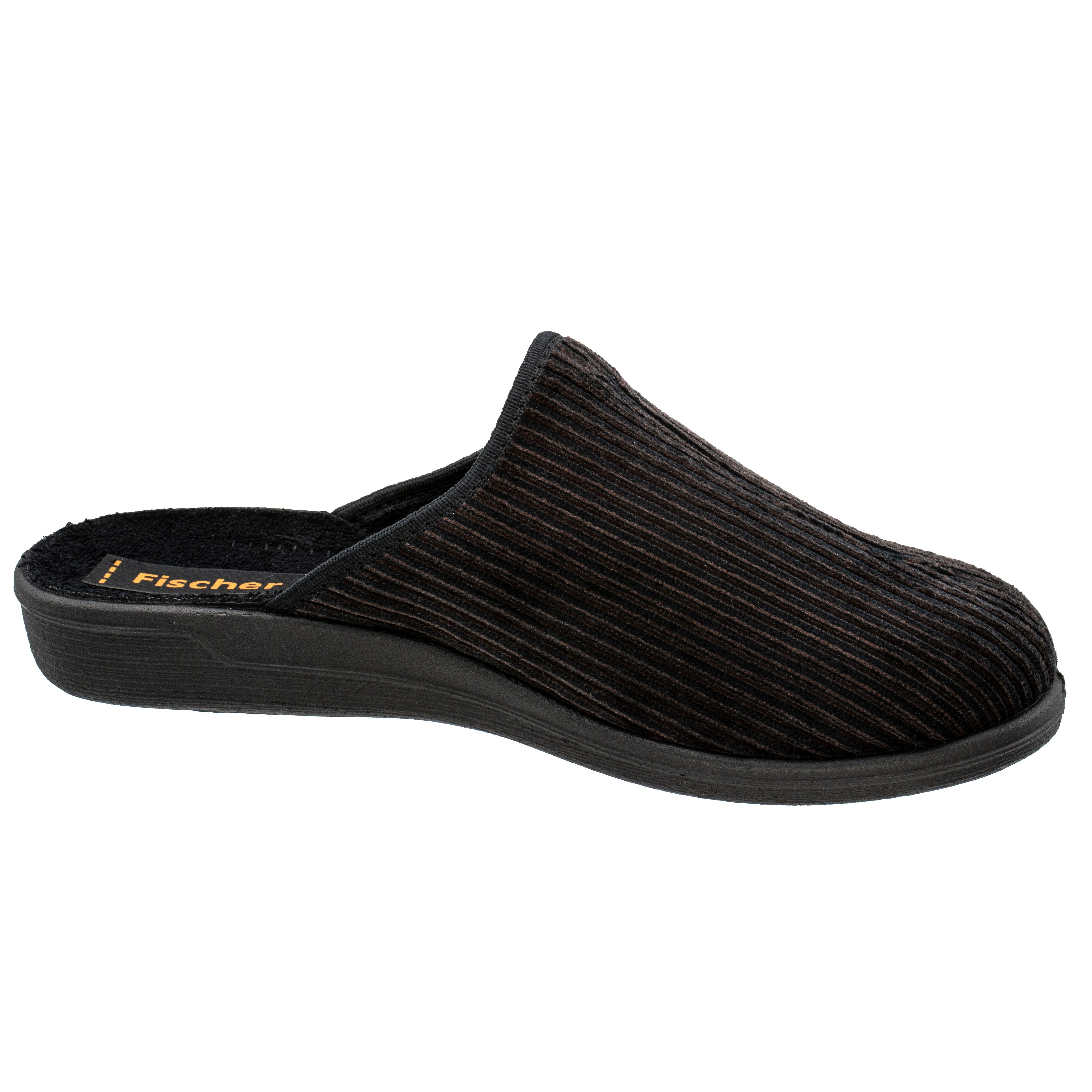 Fischer-Markenschuh Frank Pantoffel Streifencord, Moltonfutter