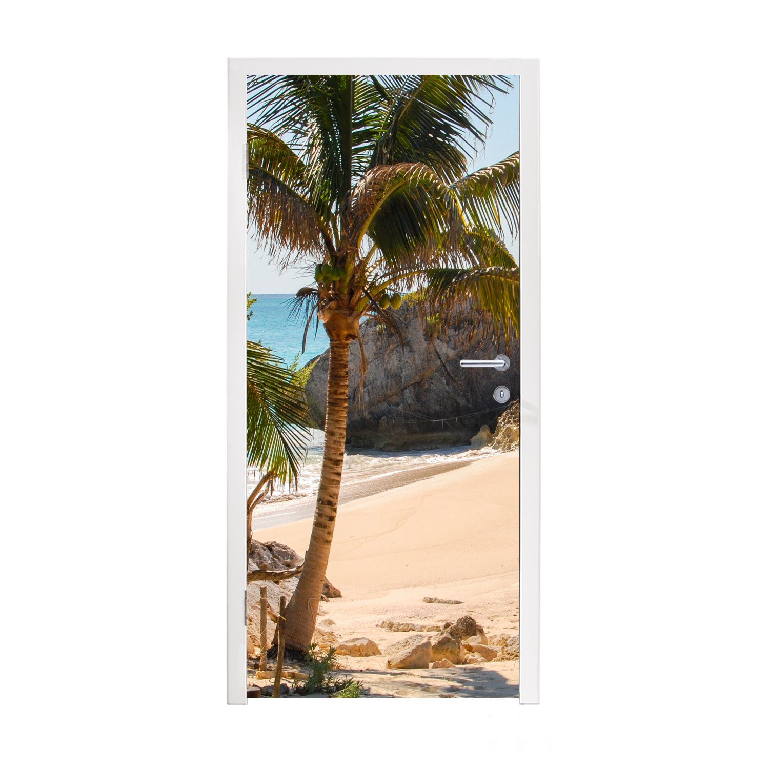 St), Maya Fototapete (1 bedruckt, an Riviera Matt, in der Türtapete cm Mexiko, MuchoWow Türaufkleber, Tulum bei Strand Tür, 75x205 Tropischer für