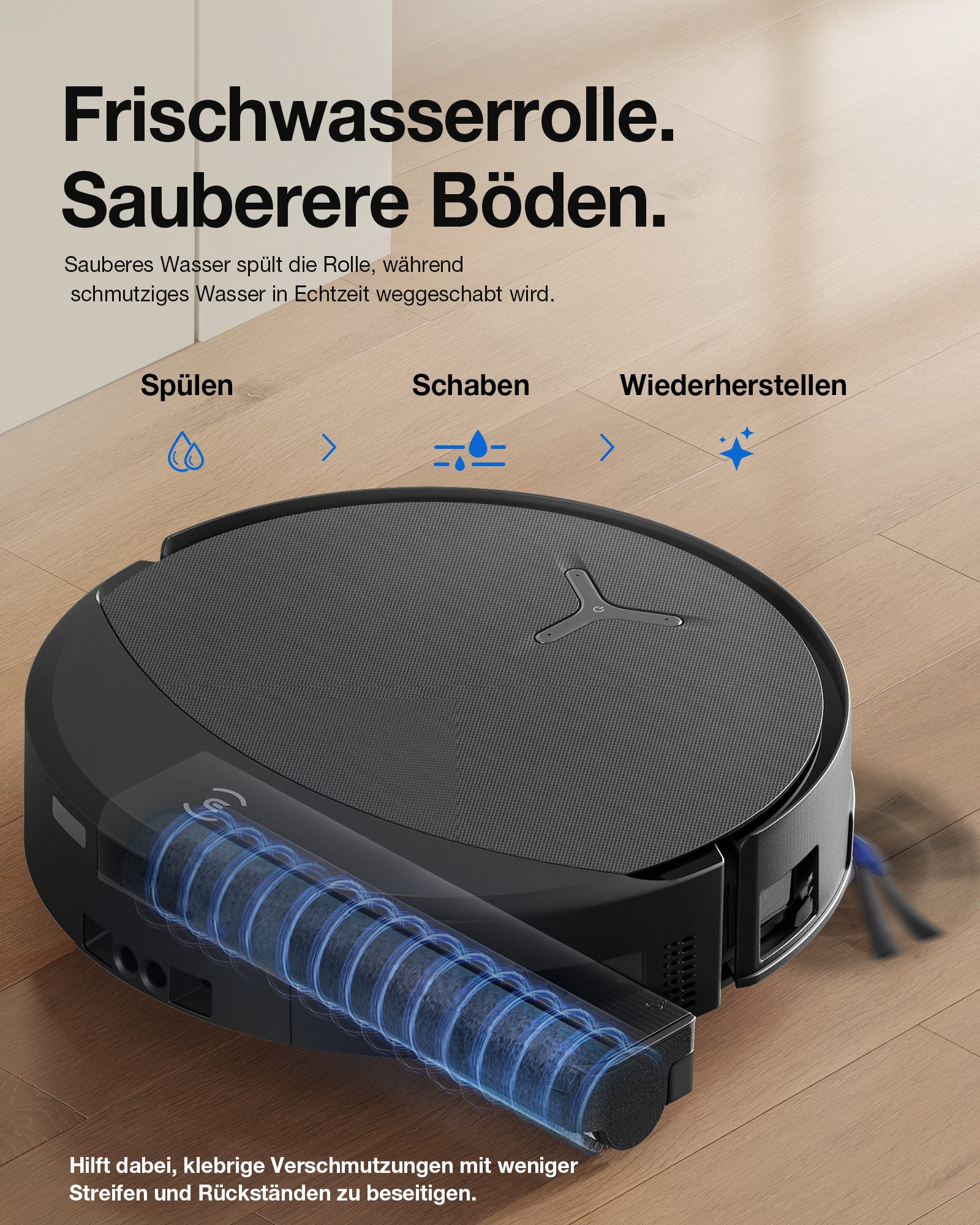ECOVACS Nass-Trocken-Saugroboter DEEBOT X11S OmniCyclone Care Kit, All-in-One Station (beutellos), 65 W, beutellos, 30.000 Pa + 16 L/s (Luftstrom), 27cm Wischro – Bild 4 von 5