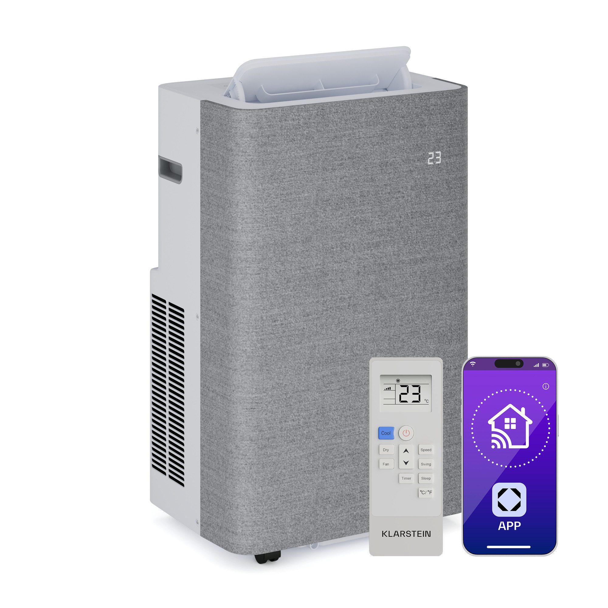 Klarstein Klimagerät AireLux mobile Klimaanlage, 14000 BTU leise mit App bis zu 65 m² Klimagerät mobil mit Timer