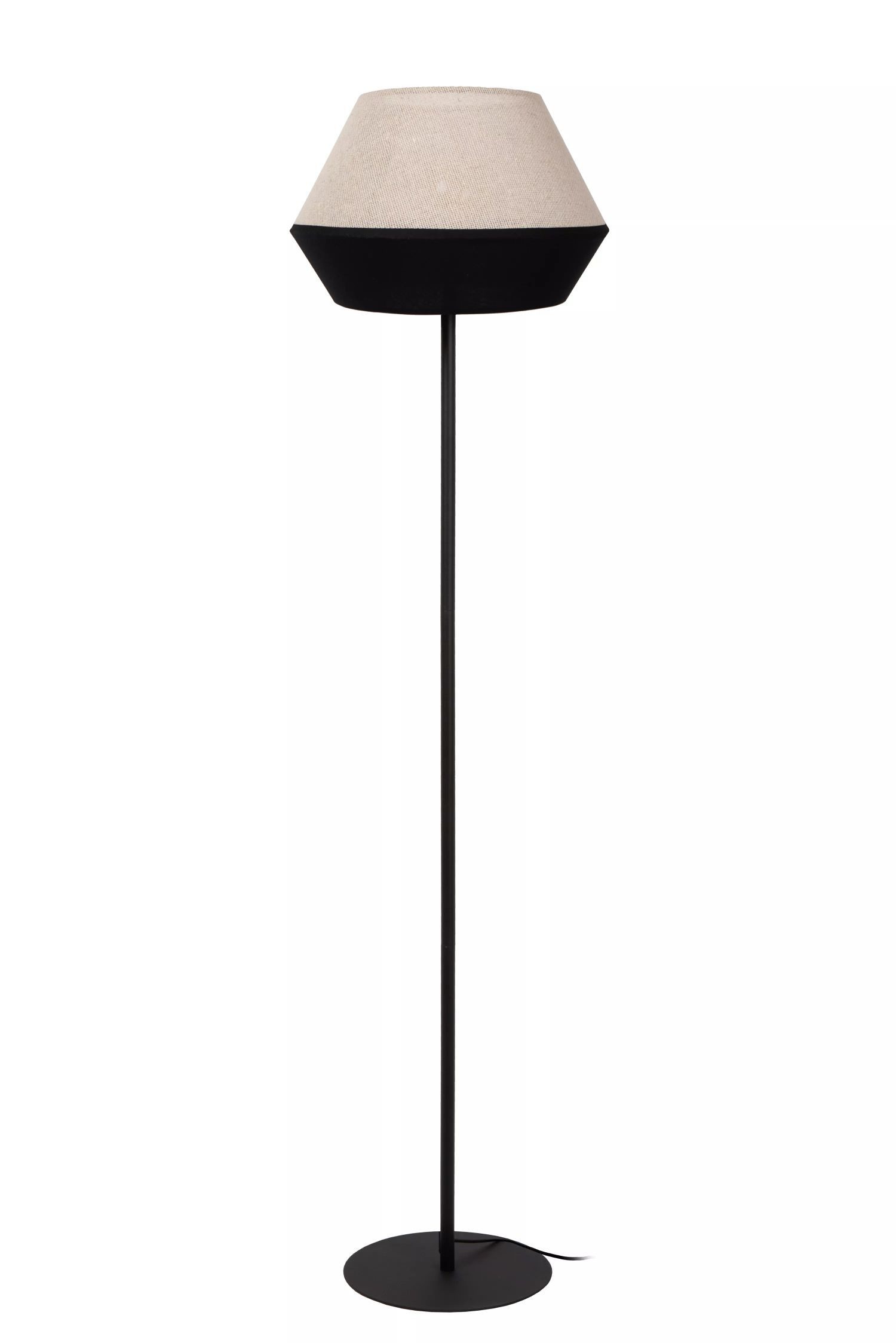 Licht-Erlebnisse Stehlampe IREON, ohne Leuchtmittel, Stoff E27 155 cm hoch Schwarz Taupe rund Modern Stehlampe