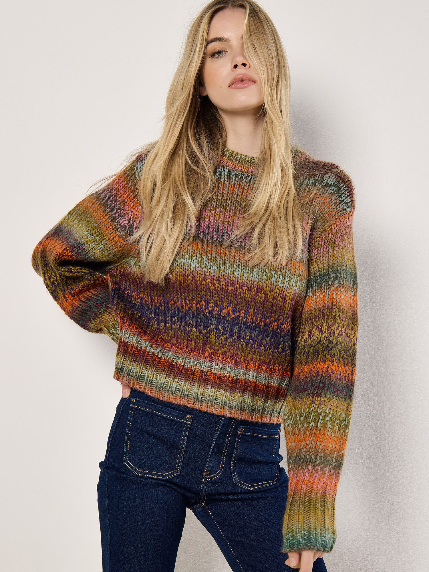 Apricot Streifenpullover Multicolor Pullover aus Grobstrick günstig online kaufen