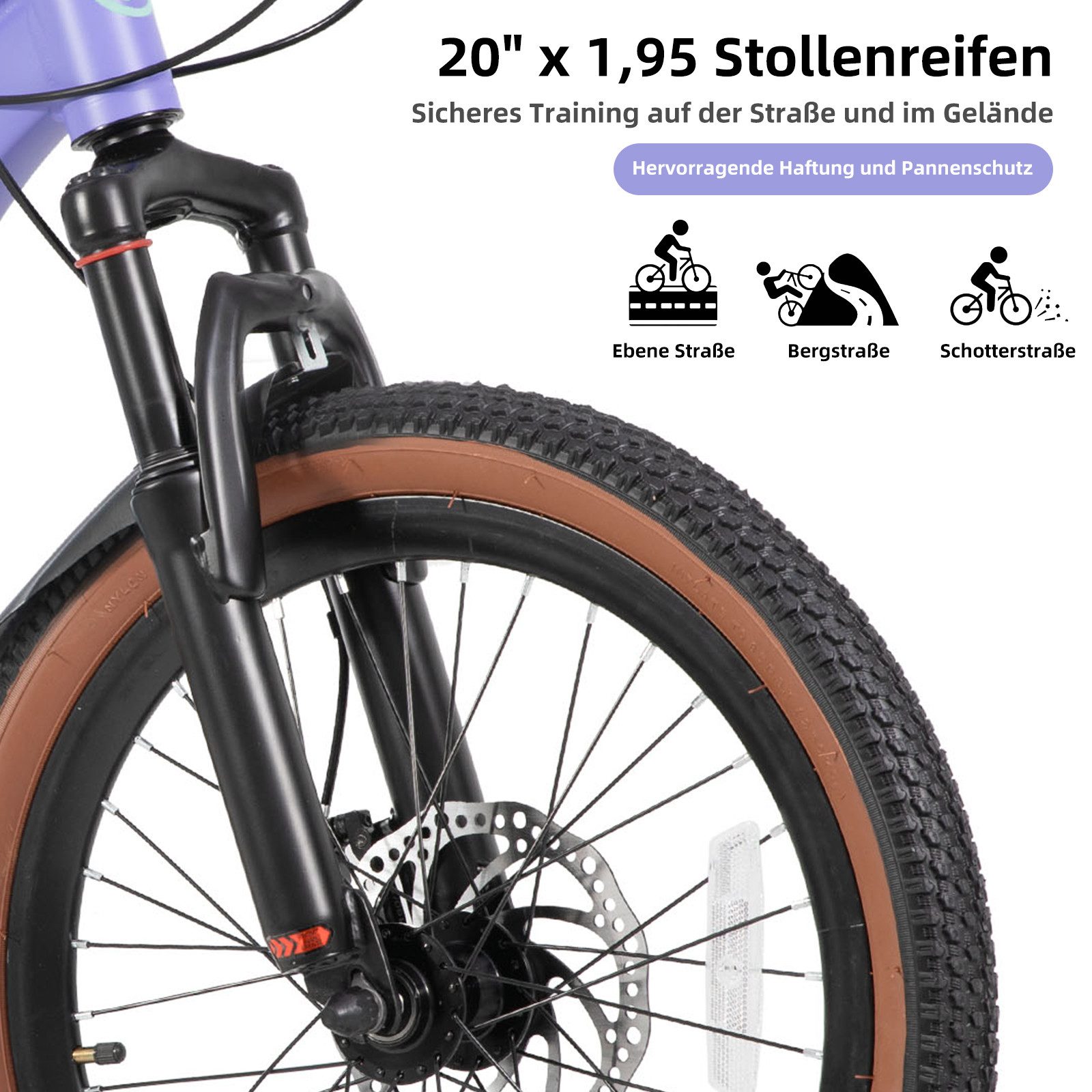 HILAND Kinderfahrrad 20"/24" Alu-Mountainbike Shimano 7-Gang, Federgabel & Scheibenbremsen