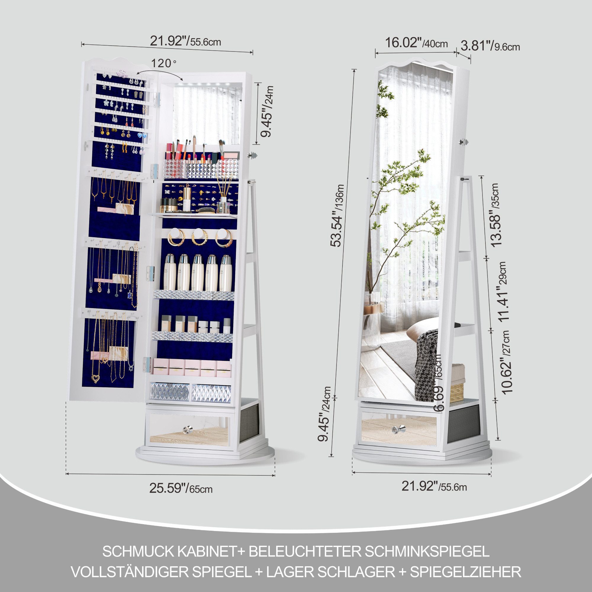 FREDEES Schmuckschrank 360° Drehbarer Schmuckschrank mit günstig online kaufen