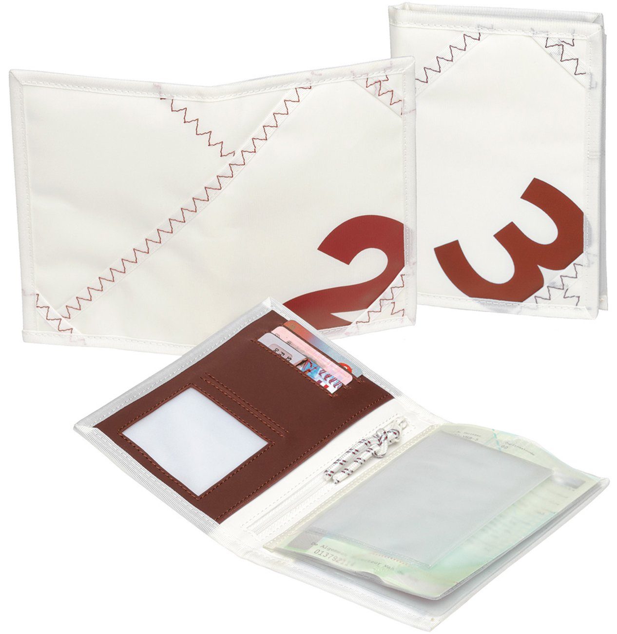 Trend Marine Brieftasche Sea Licence Brieftasche, Weiß/Rot aus Segeltuch