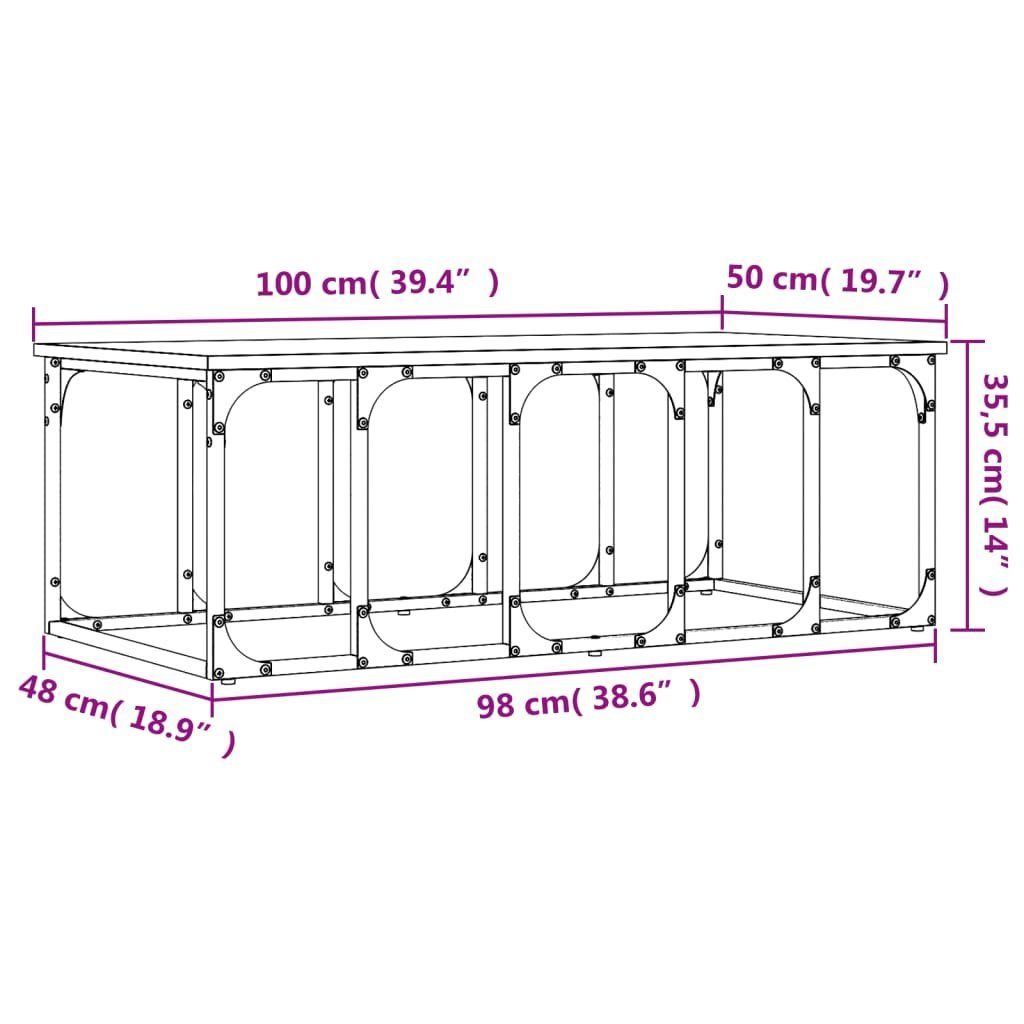 cm Couchtisch Sonoma | Sonoma Couchtisch vidaXL Sonoma (1-St) Grau Grau Grau Holzwerkstoff 100x50x35,5