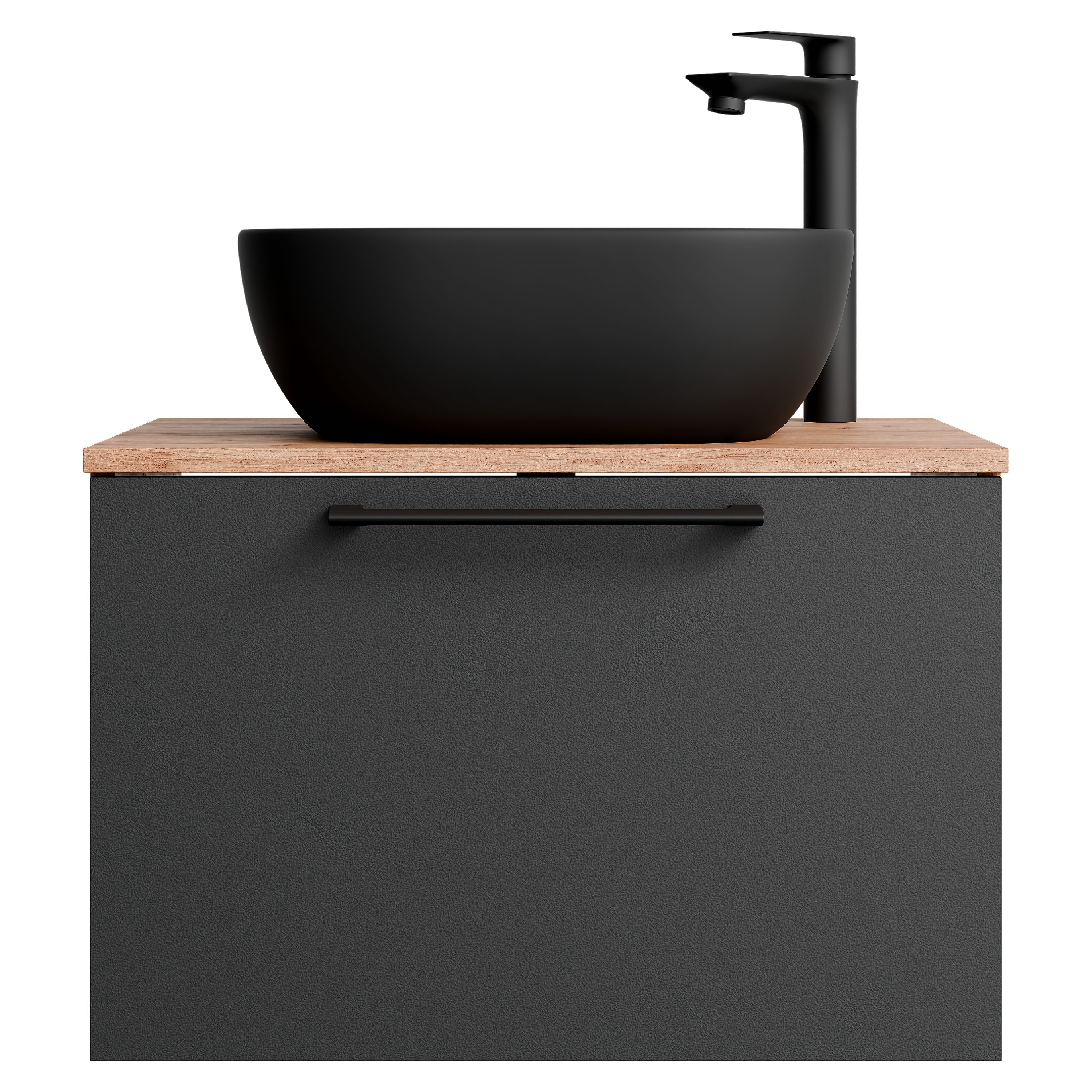 Planetmöbel Badmöbel-Set Waschtischunterschrank Astra 60 cm gold eiche / anthrazit, (Badezimmer Möbel im modernen Design, 1-St), Waschtischunterschrank 60 cm