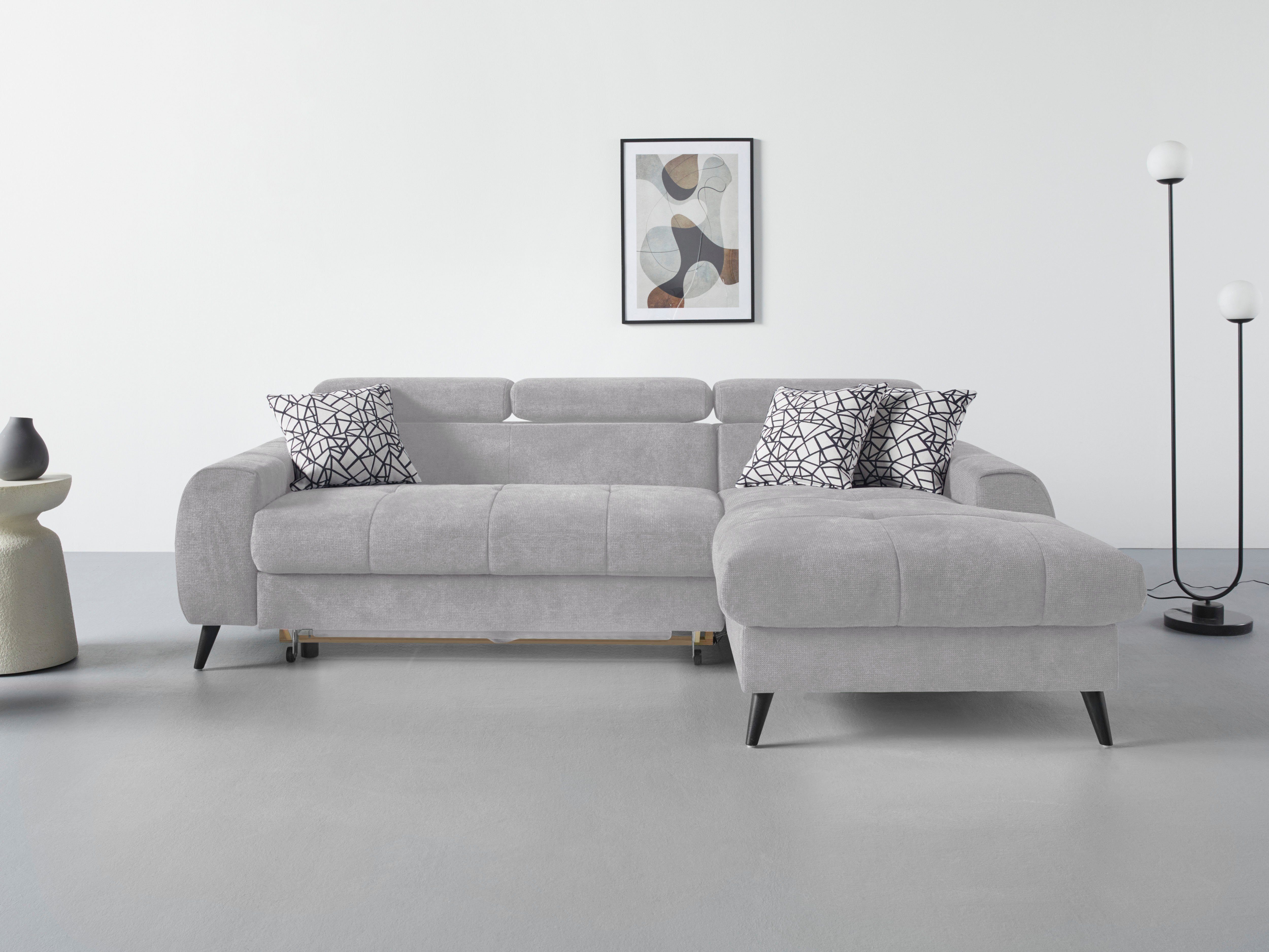 COTTA Ecksofa "Mia L-Form mit 3 Zierkissen", wahlweise mit Bettfunktion, Be günstig online kaufen