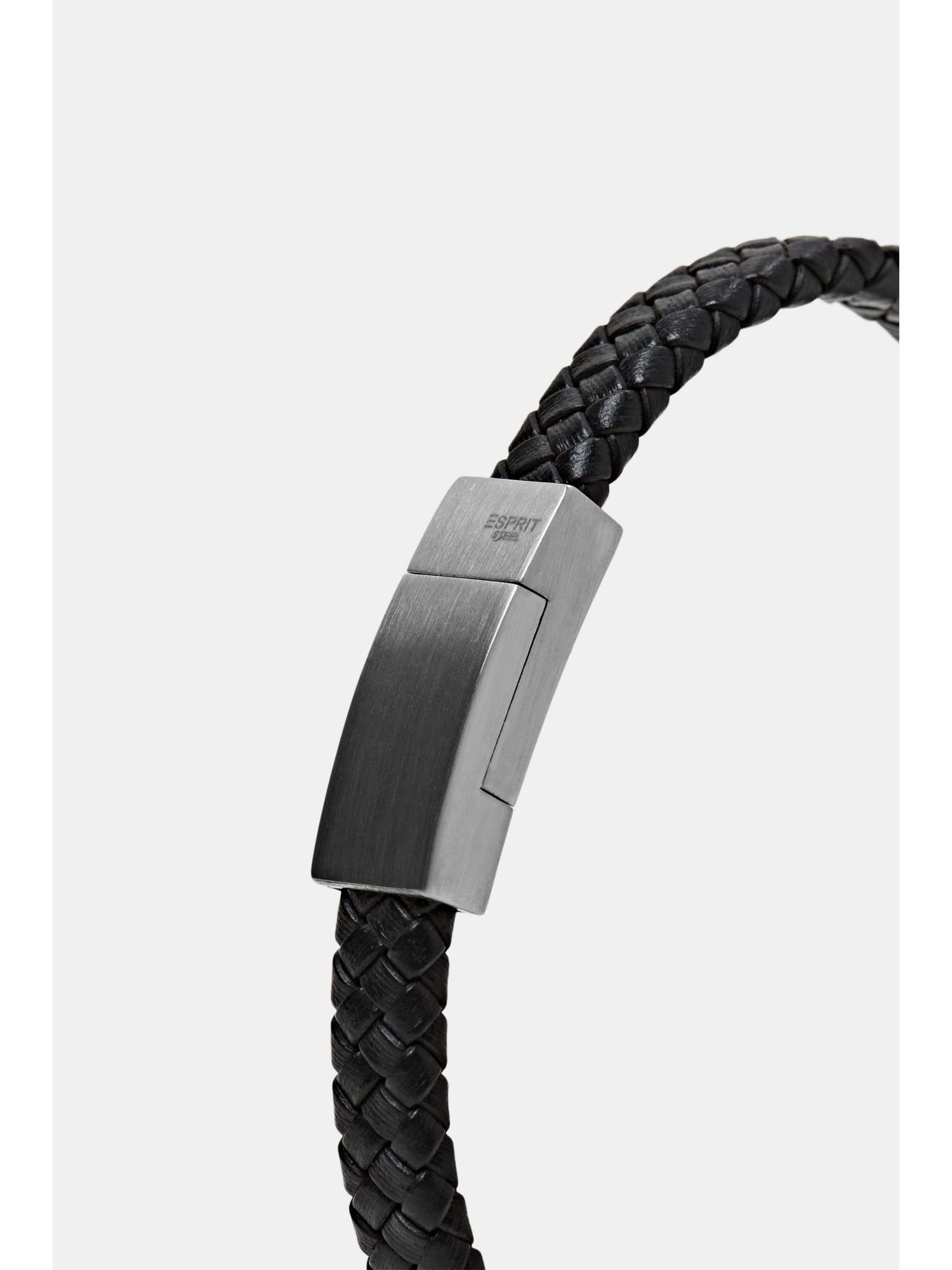 silber mit Esprit Verschluss geflochtener Armband Lederoptik in Armband