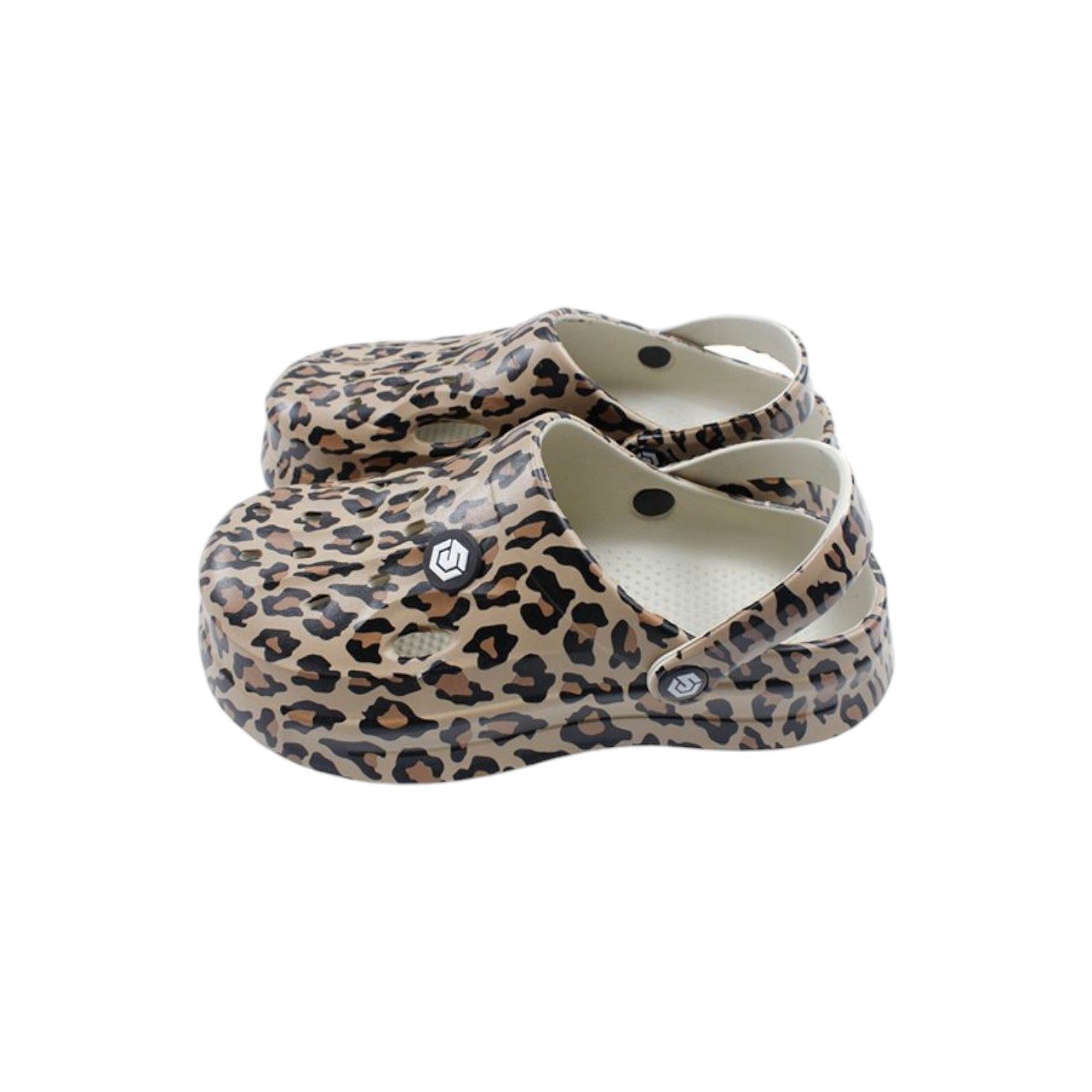 VewoTex Damen Clogs Leo » günstige Damenschuhe » Clogs mit Leoparden-Muster Clog (1 Paar, 2-tlg., 1 Paar) Sommer & Frühling Garten Schuhe mit Riemen und Cut-Outs