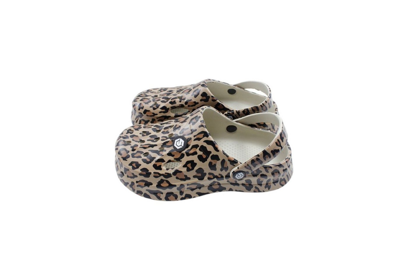 VewoTex Damen Clogs Leo » günstige Damenschuhe » Clogs mit Leoparden-Muster Clog (1 Paar, 1 Paar) Sommer & Frühling Garten Schuhe mit Riemen und Cut-Outs
