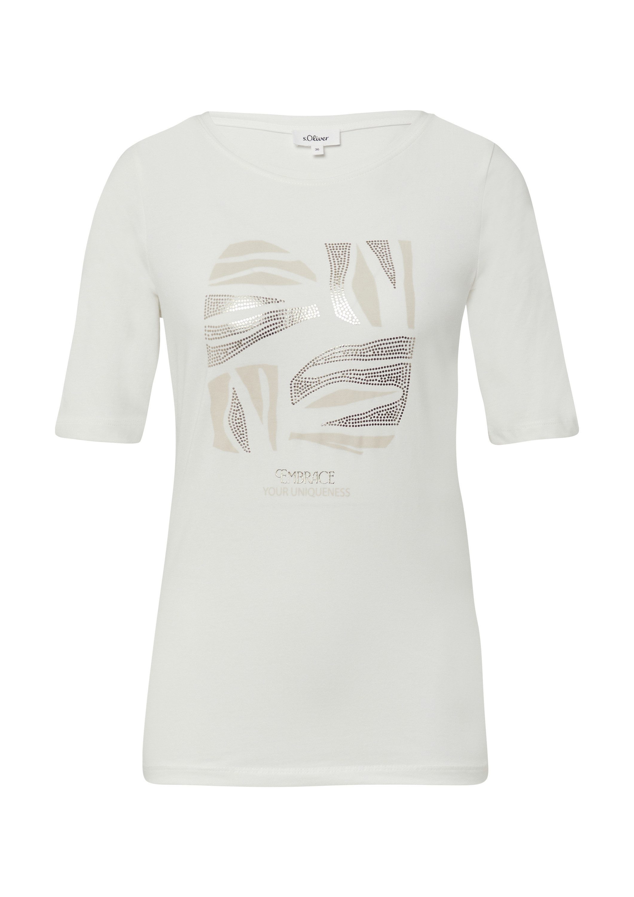 s.Oliver Kurzarmshirt T-Shirt Jersey-T-Shirt im Slim Fit mit Frontprint günstig online kaufen