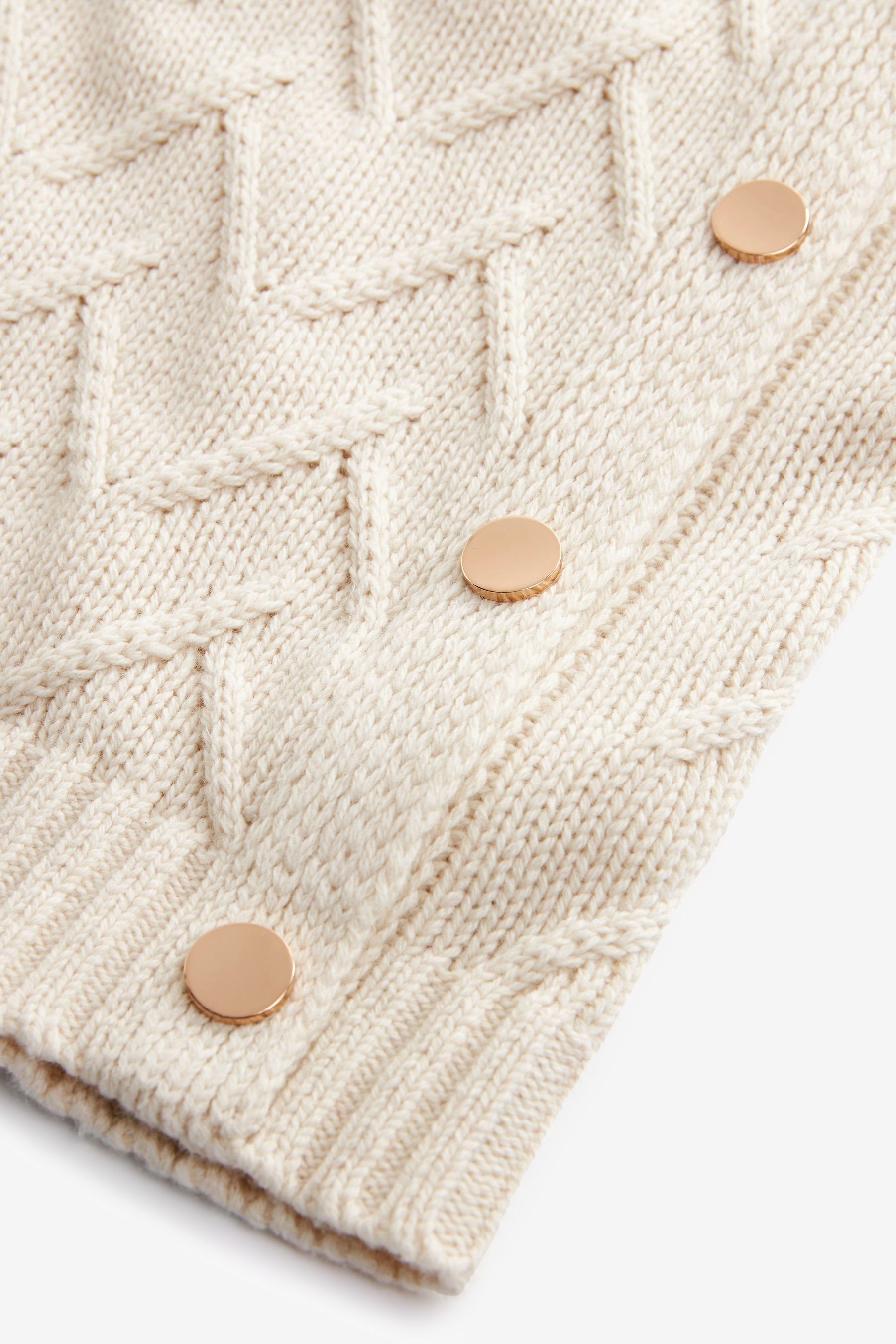 Next V-Ausschnitt-Pullover Premium-Pullover mit Ziernähten (1-tlg) Ecru und White V-Ausschnitt