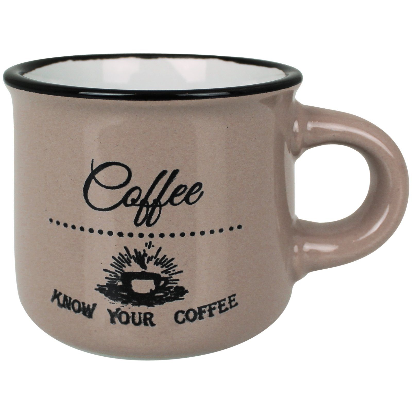 Koopman Tasse Kaffeetassen Bistro 6er Becher 60 Kaffeebecher Kaffeegeschirr ml Tee Geschirr Set Henkeltassen, Set Tassenset Kaffee
