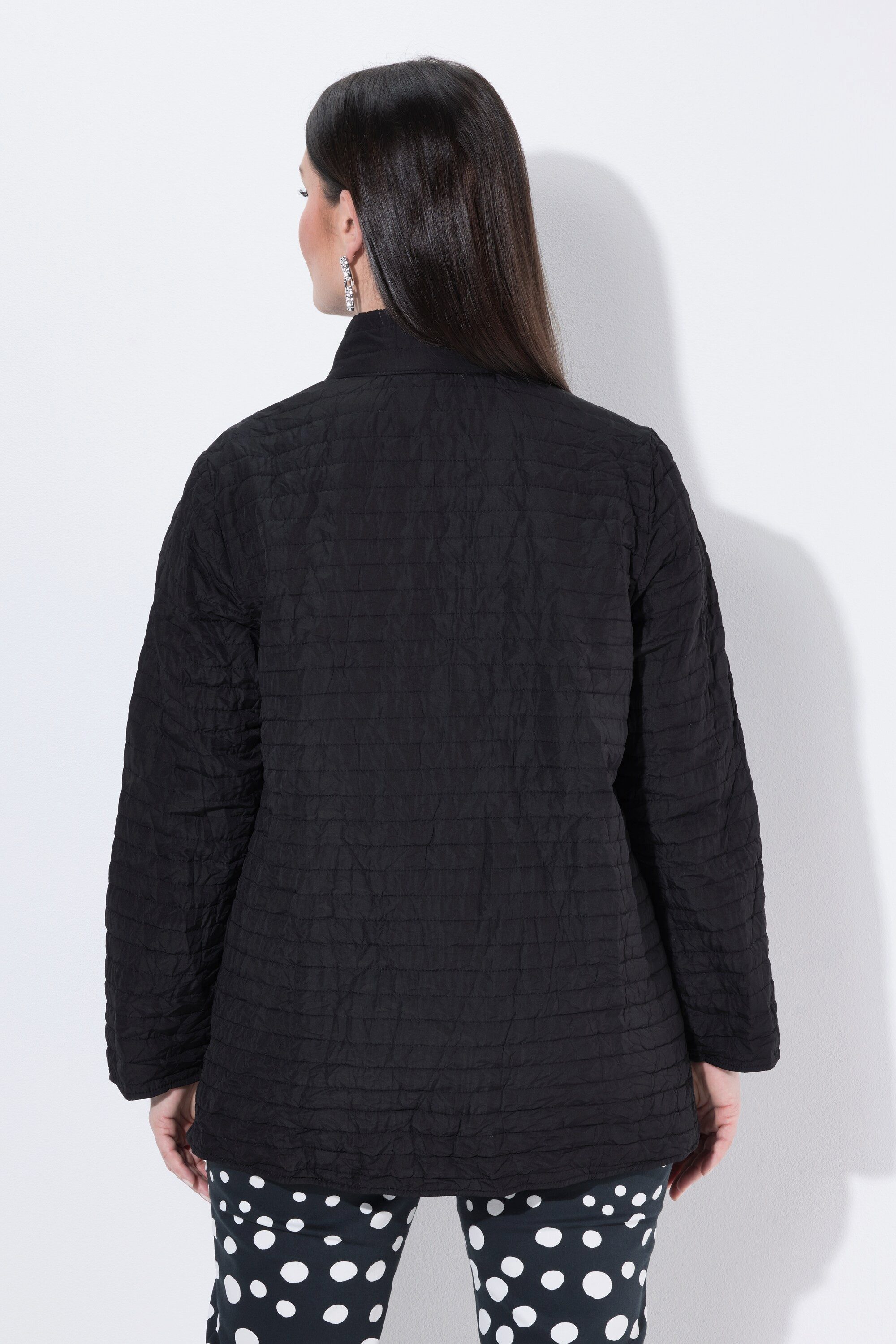 Ulla Popken Sommerjacke Jacke Crash-Effekt A-Linie Stehkragen Langarm