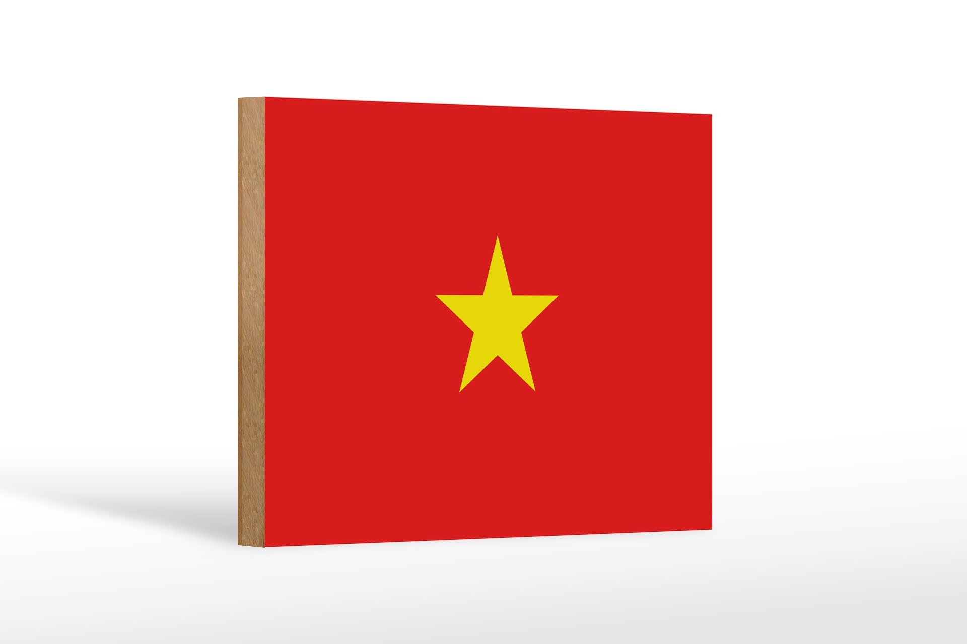 Femer GmbH Holzbild Flagge Vietnams 18x12 cm Flag of Vietnam, Flaggen (1 St), Glatte Holzfaserplatte (MDF), vorn beschichtet